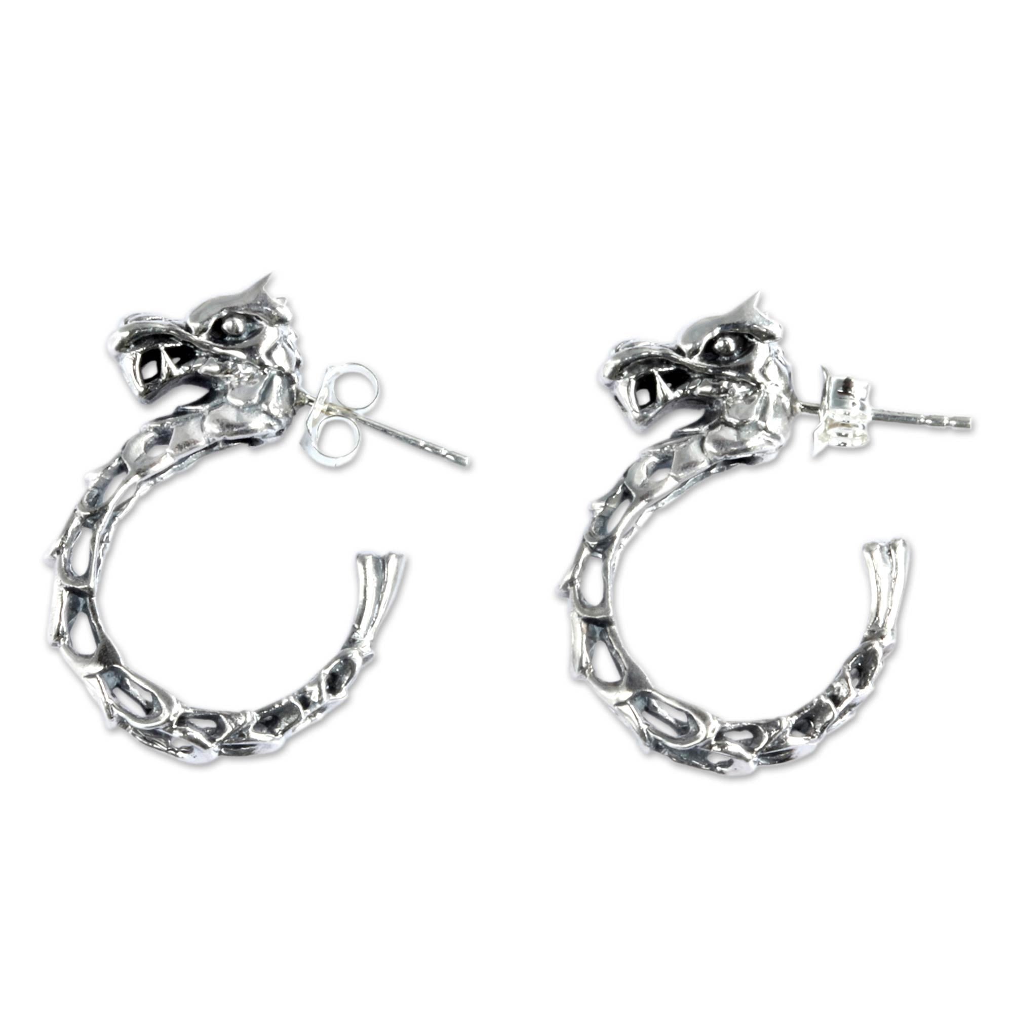 Premium Anantaboga Dragon Sterling Silver Hoop Earrings