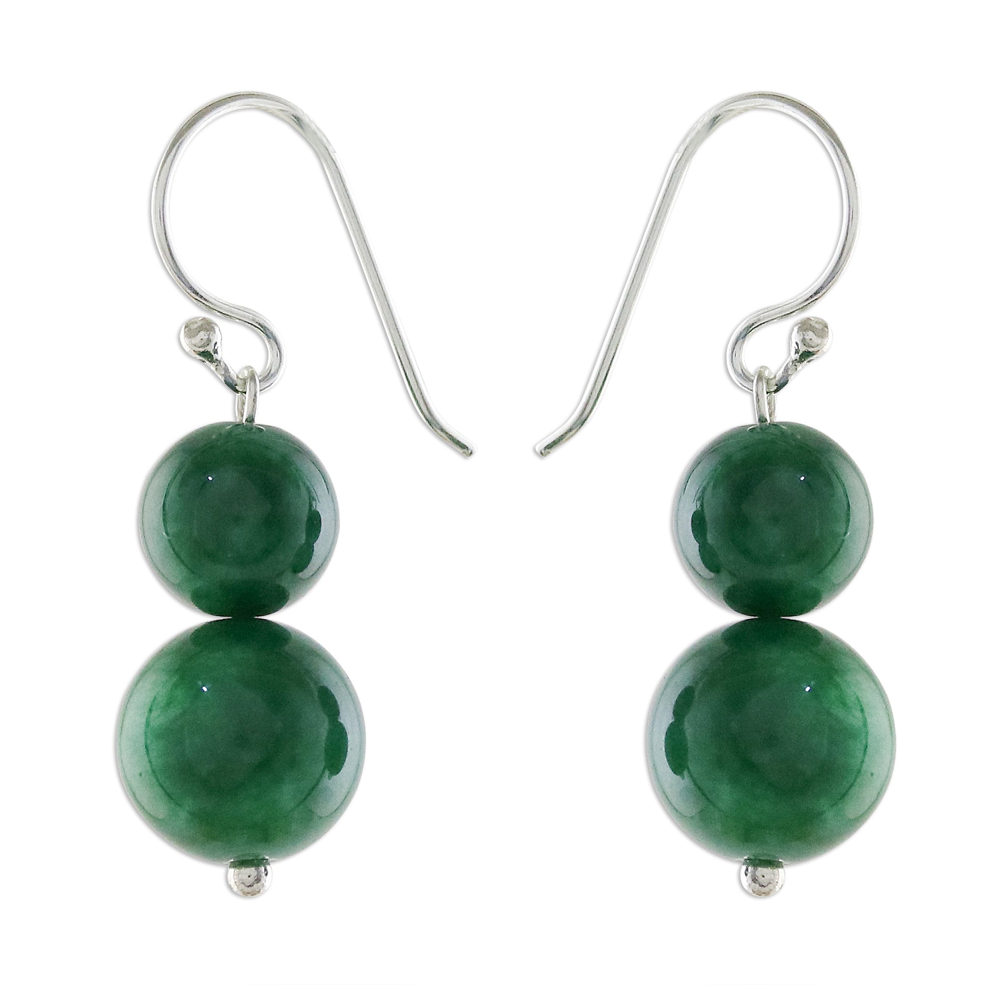Premium Jungle Spheres Green Quartz Dangle Earrings - Handcrafted in Thailand
