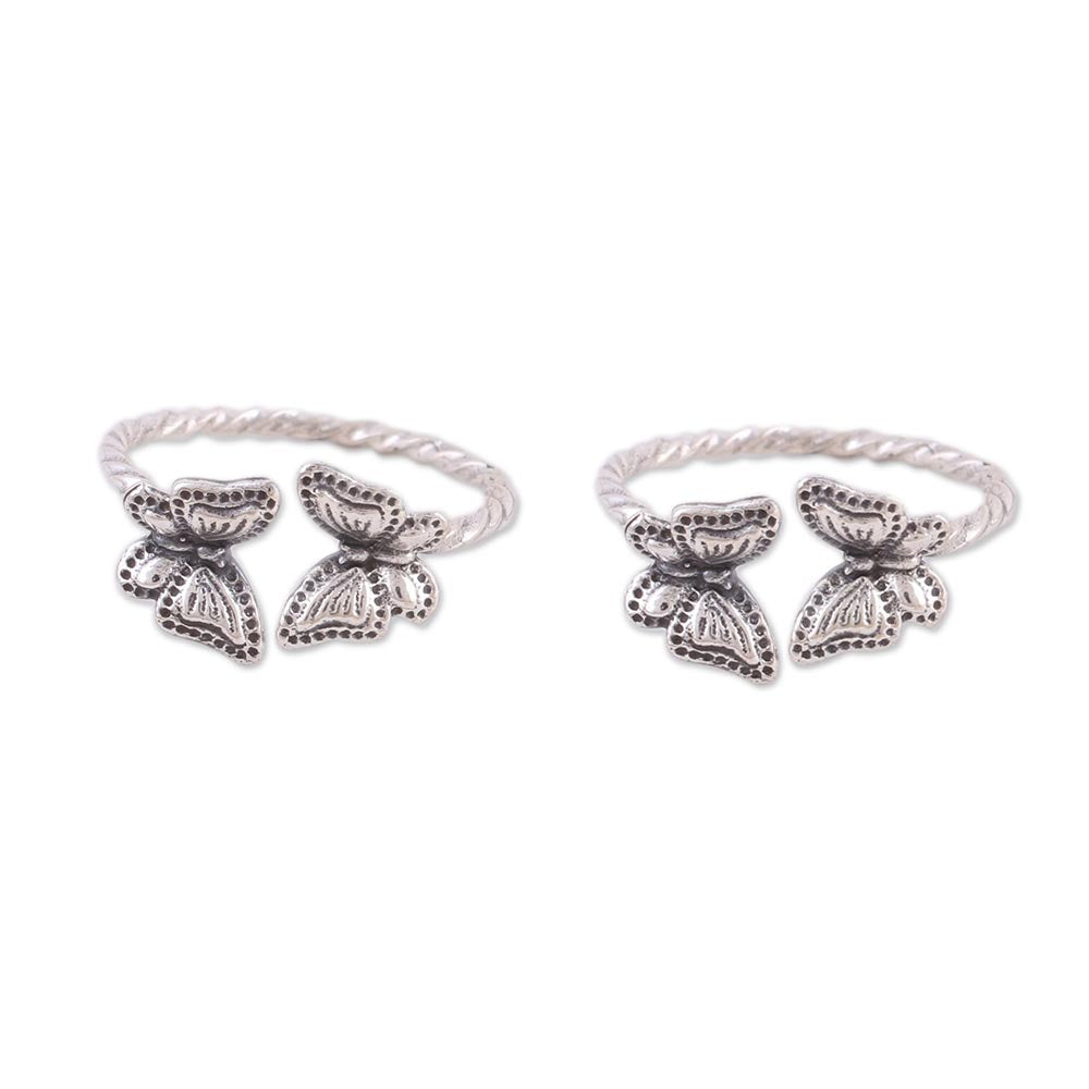 Premium Butterfly Sterling Silver Toe Rings Set – Handcrafted Elegance