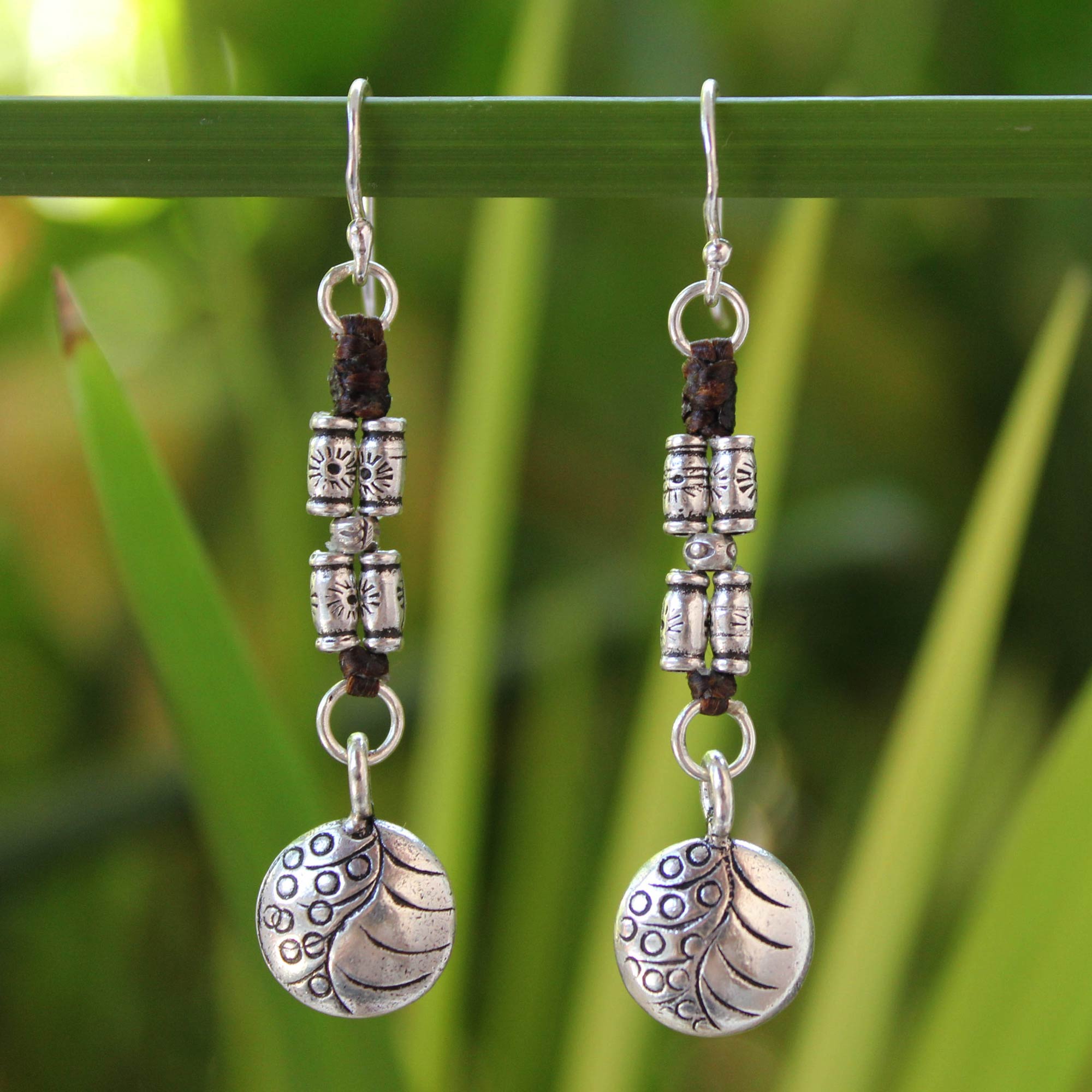 Premium Hill Tribe Silver Dangle Earrings - Handcrafted in Thailand