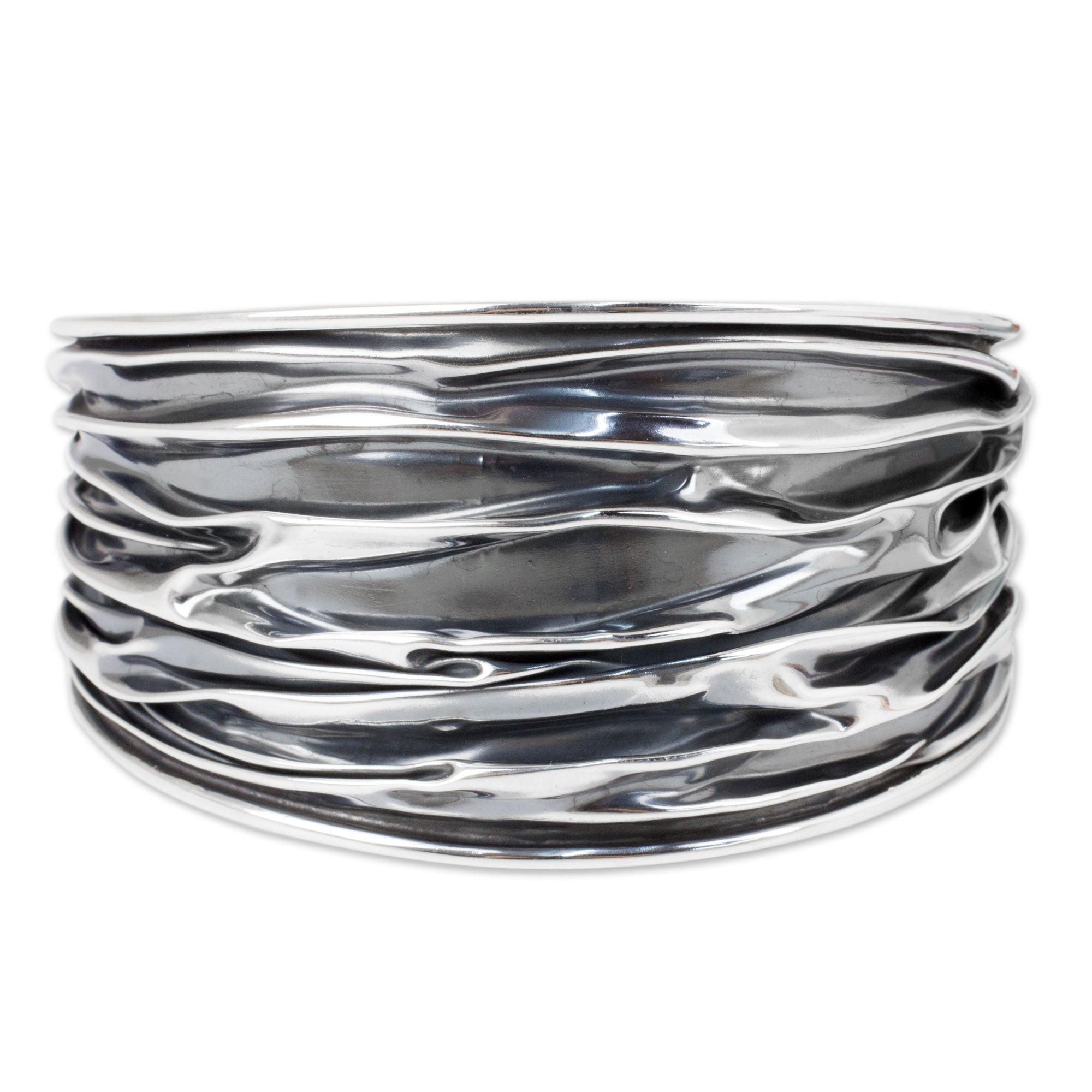 Premium Handcrafted Wide River Sterling Silver Cuff Bracelet