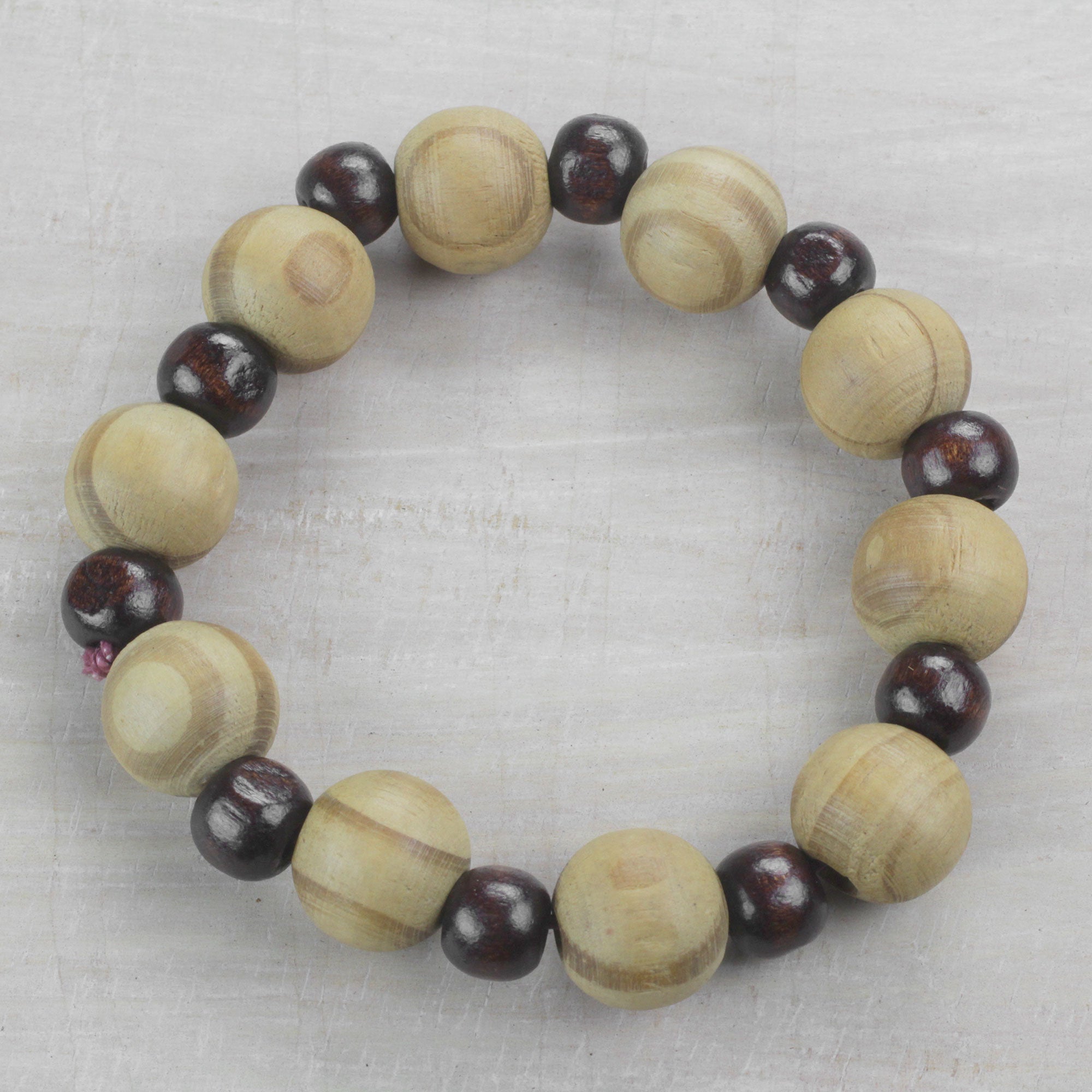 Premium Handcrafted Sese Wood Beaded Stretch Bracelet - Artisan Jewelry from Ghana