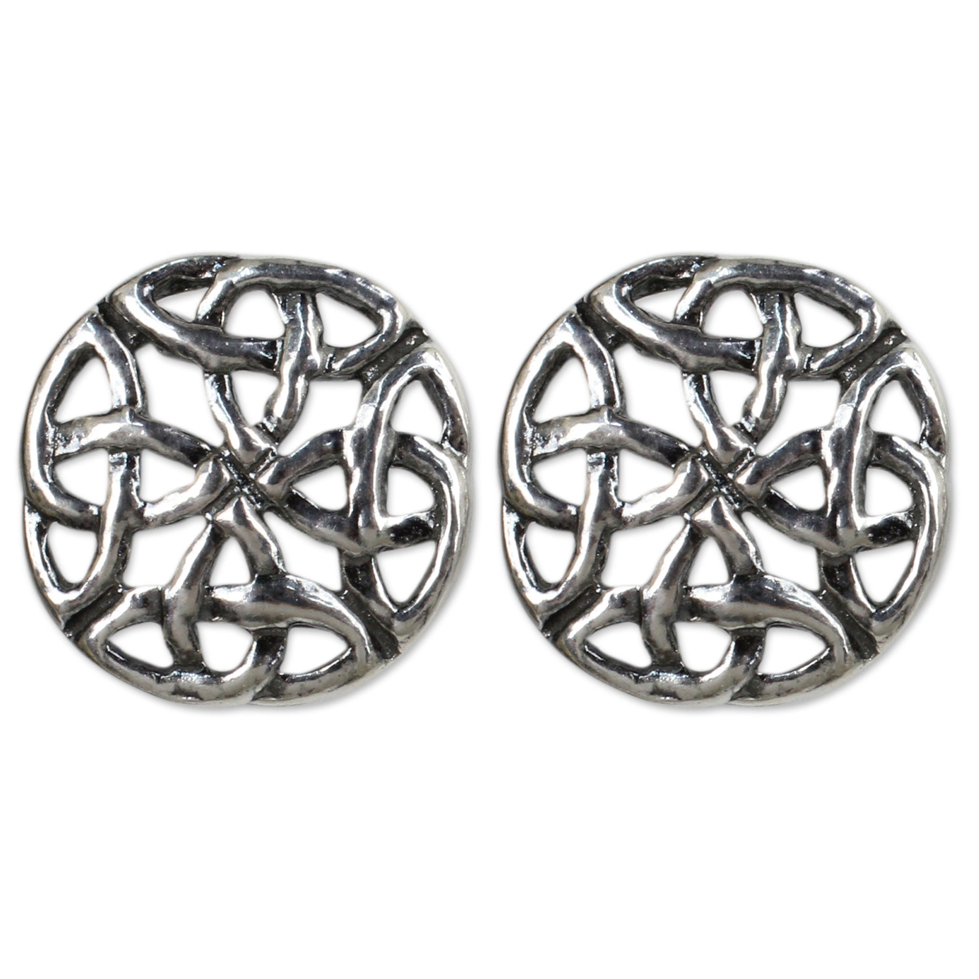 Premium Intertwined Thai Rainforest Sterling Silver Button Earrings