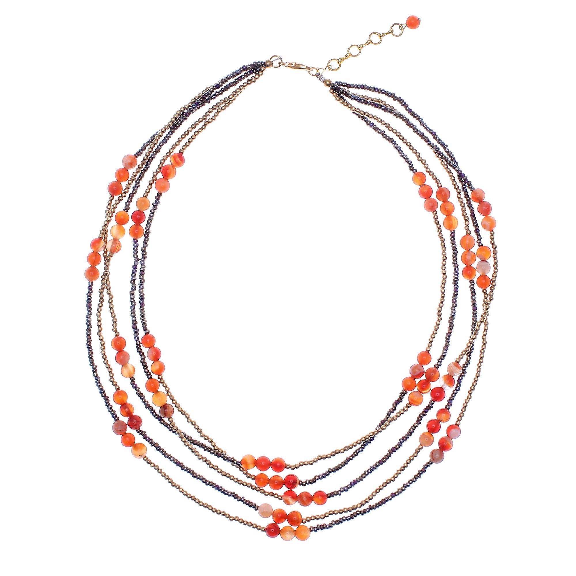 Premium Boho Carnelian Necklace - Handcrafted Red-Orange Beaded Elegance