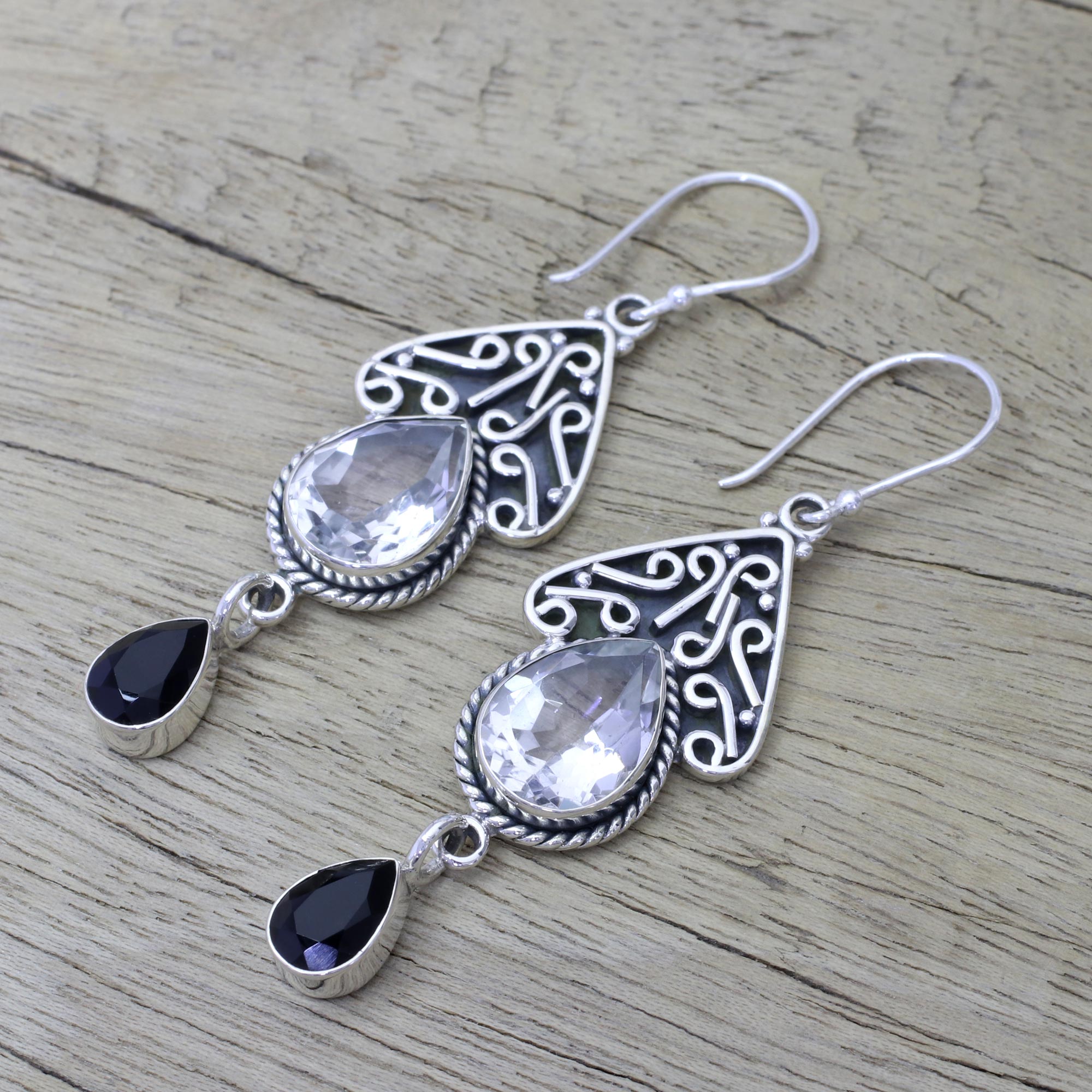 Premium Jaipur Queen Quartz & Onyx Dangle Earrings