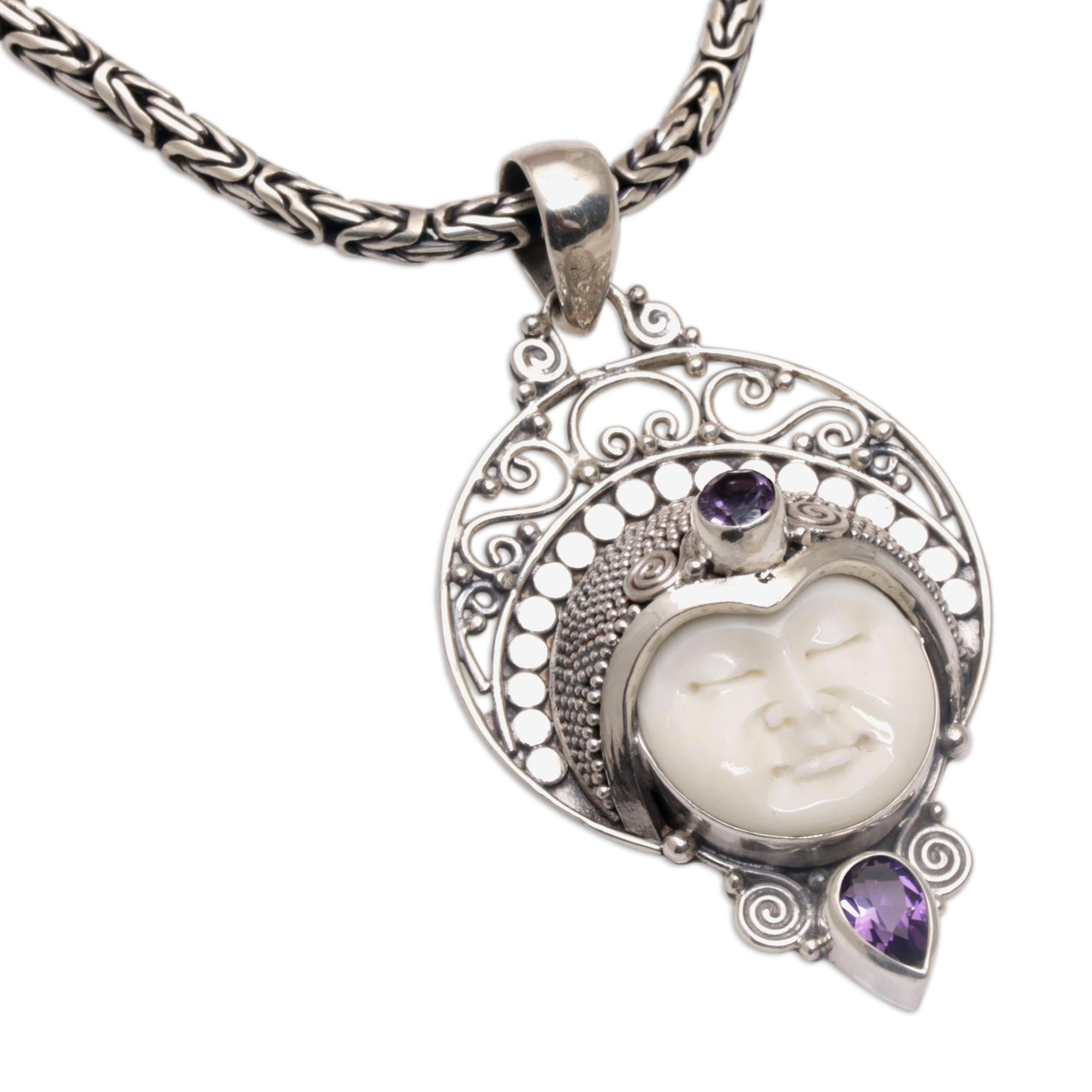 Premium Lunar Queen Amethyst Pendant Necklace - Handcrafted Jewelry