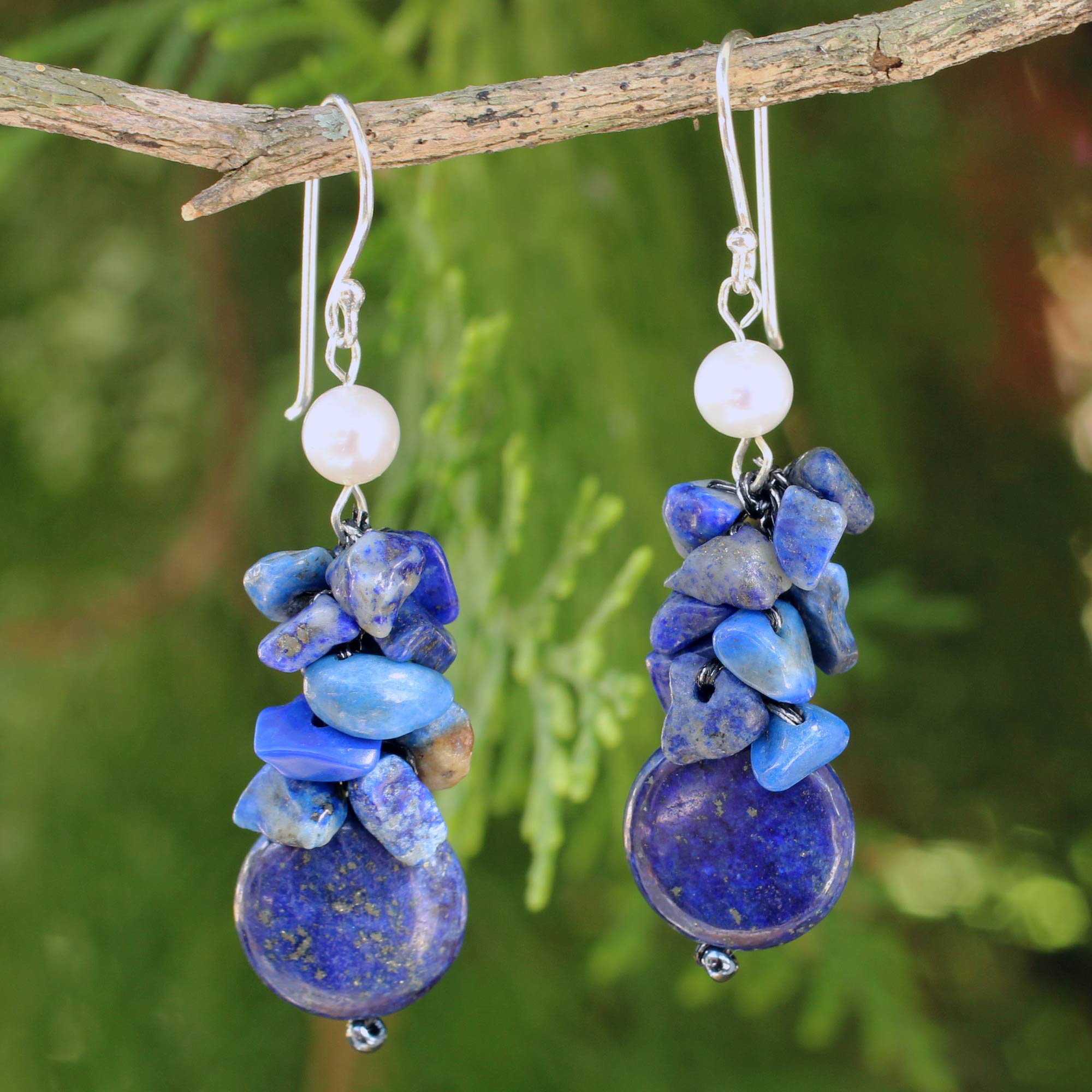 Premium Handcrafted Lapis Lazuli & Pearl Earrings