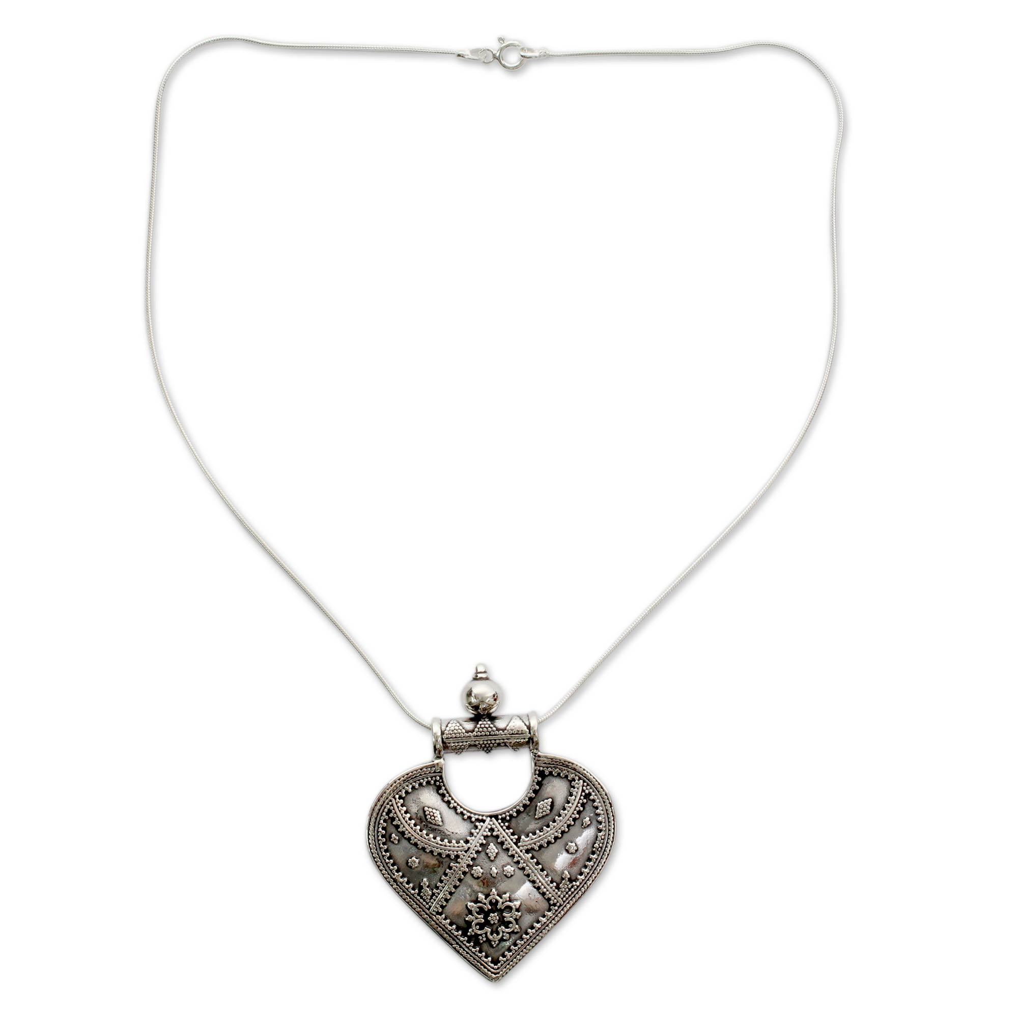 Premium Mighty Heart Sterling Silver Pendant Necklace - Handmade Elegance