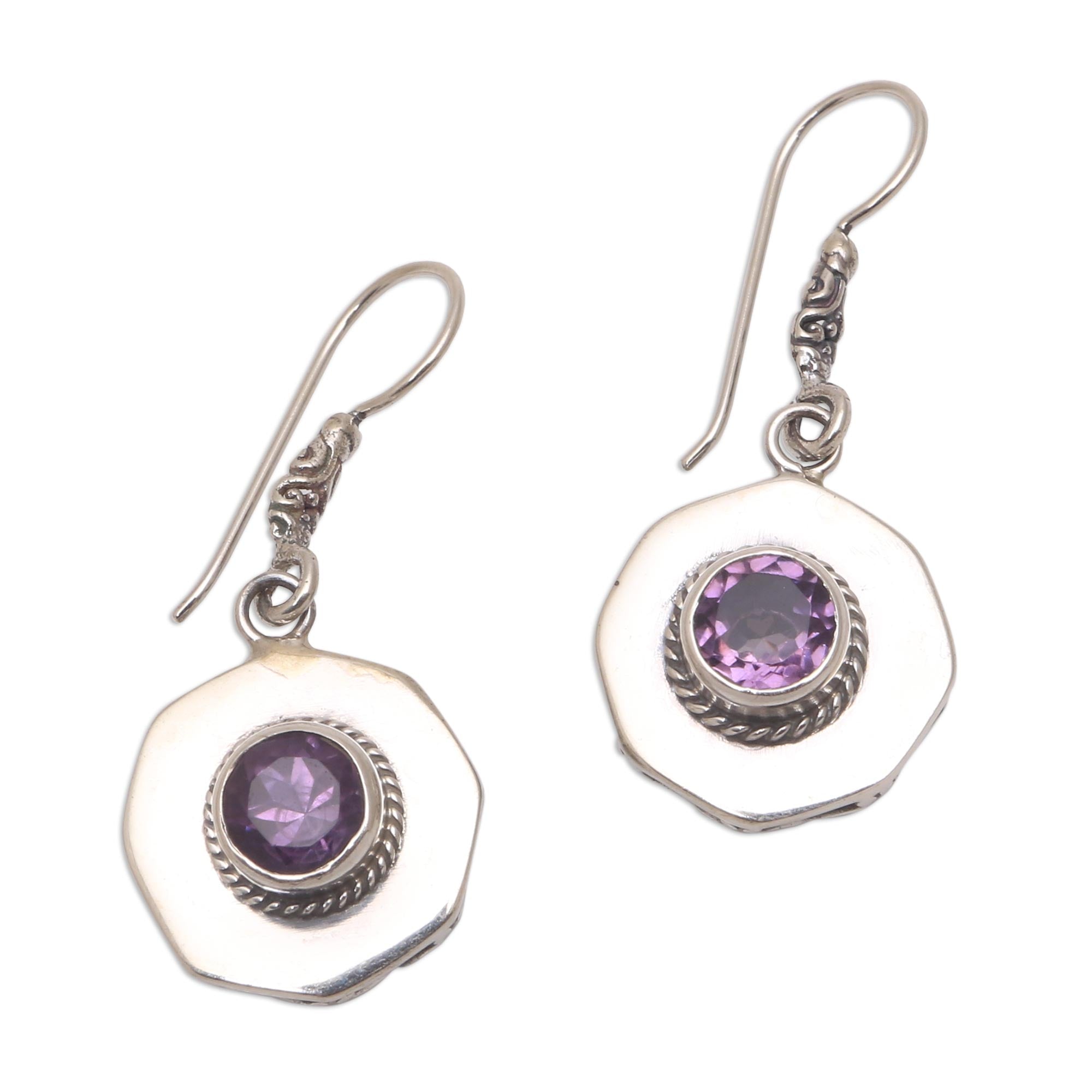 Premium Amethyst Dangle Earrings - Handcrafted Sterling Silver Jewelry from Bali