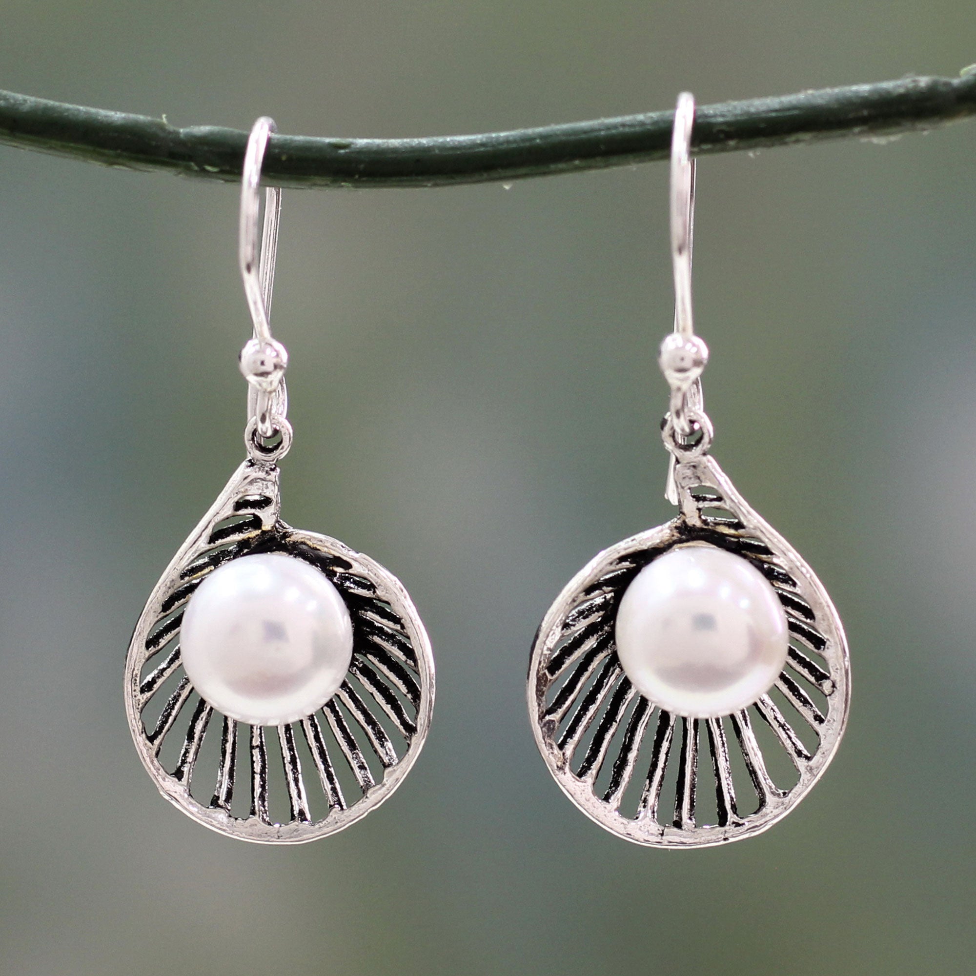 Premium Oyster Treasure Artisan Crafted Pearl and Sterling Silver Earrings - Elegant Handmade Jewelry