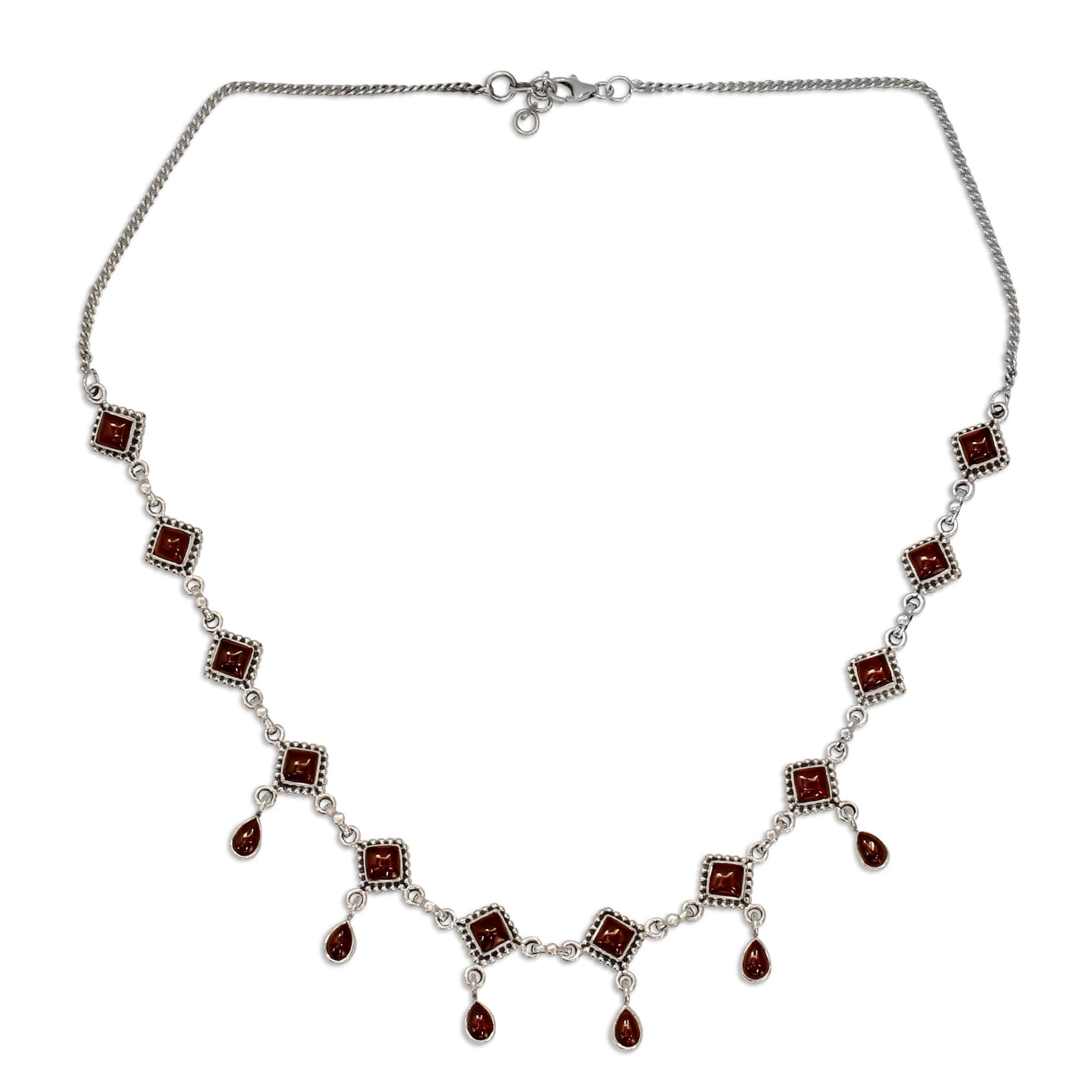 Premium Queen of Diamonds Waterfall Necklace - Elegant Garnet Jewelry