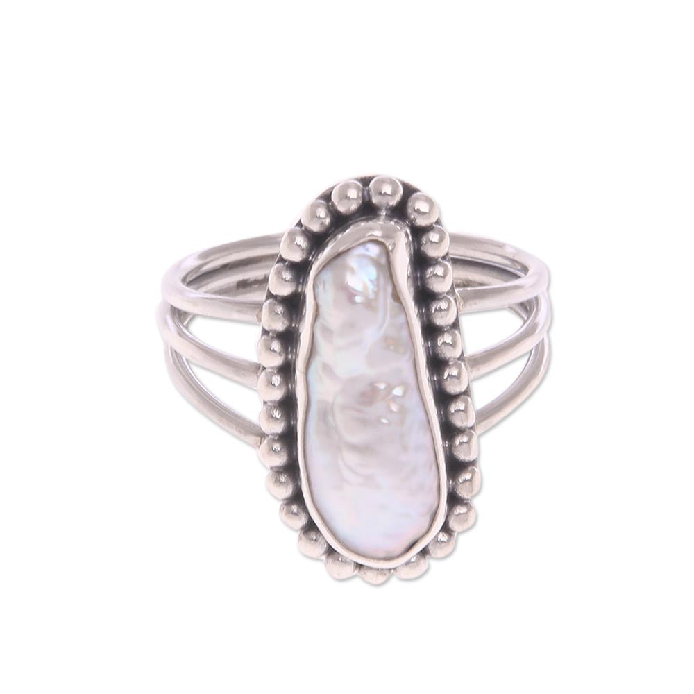 Premium Laut Princess Cultured Pearl Sterling Silver Cocktail Ring