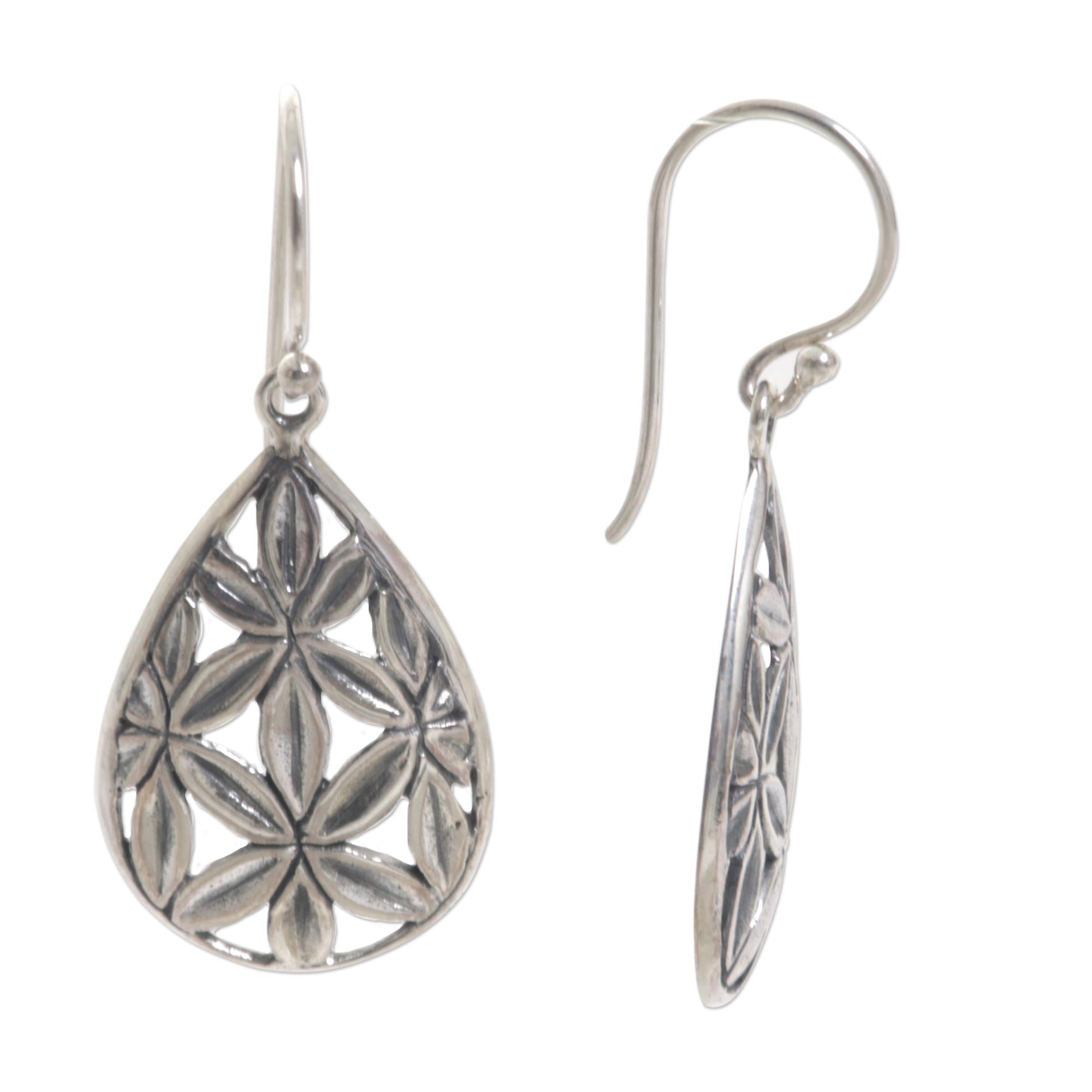 Premium Bamboo Leaf Sterling Silver Dangle Earrings – Handcrafted in Indonesia