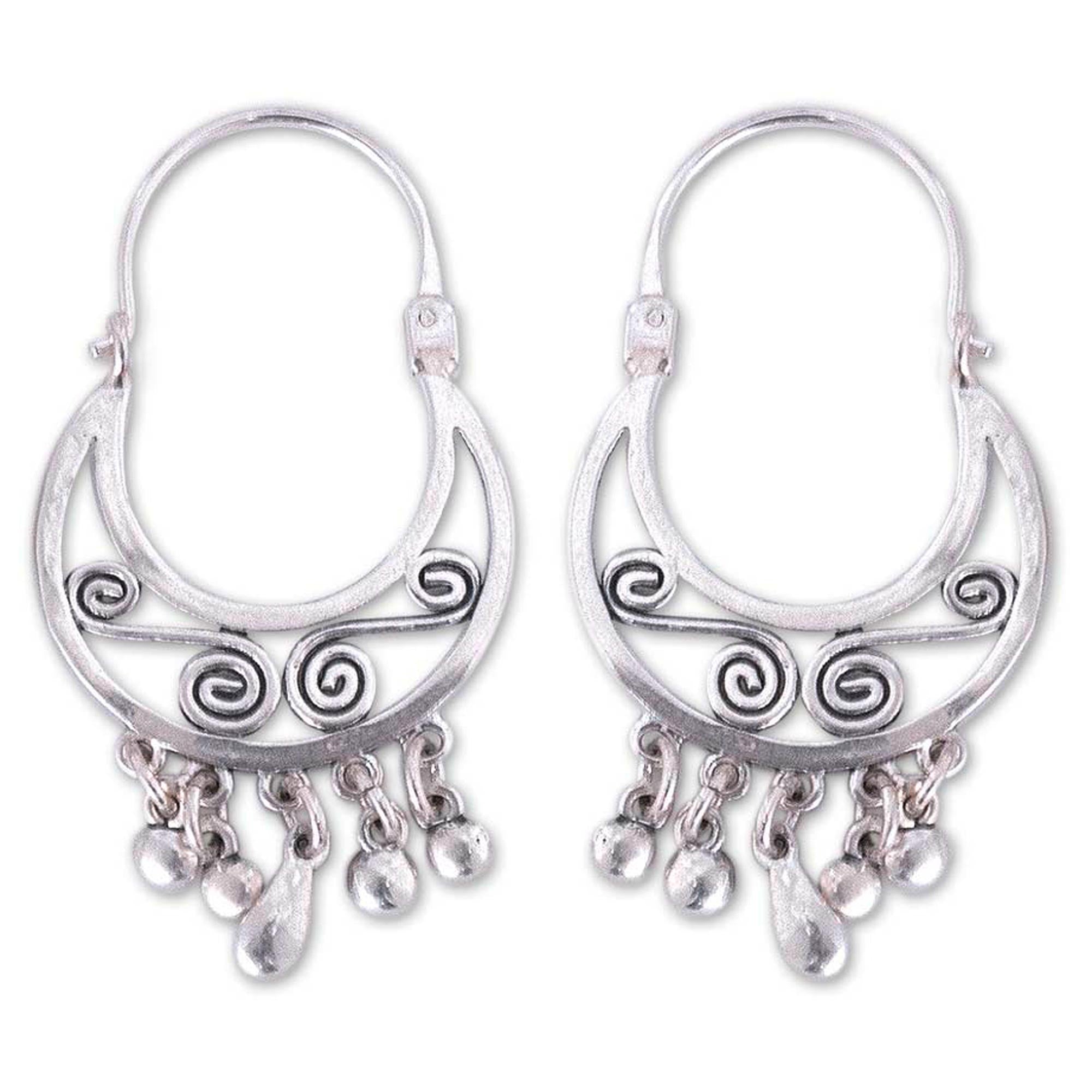 Premium Taxco Dancer Silver Hoop Earrings - Handmade Elegance