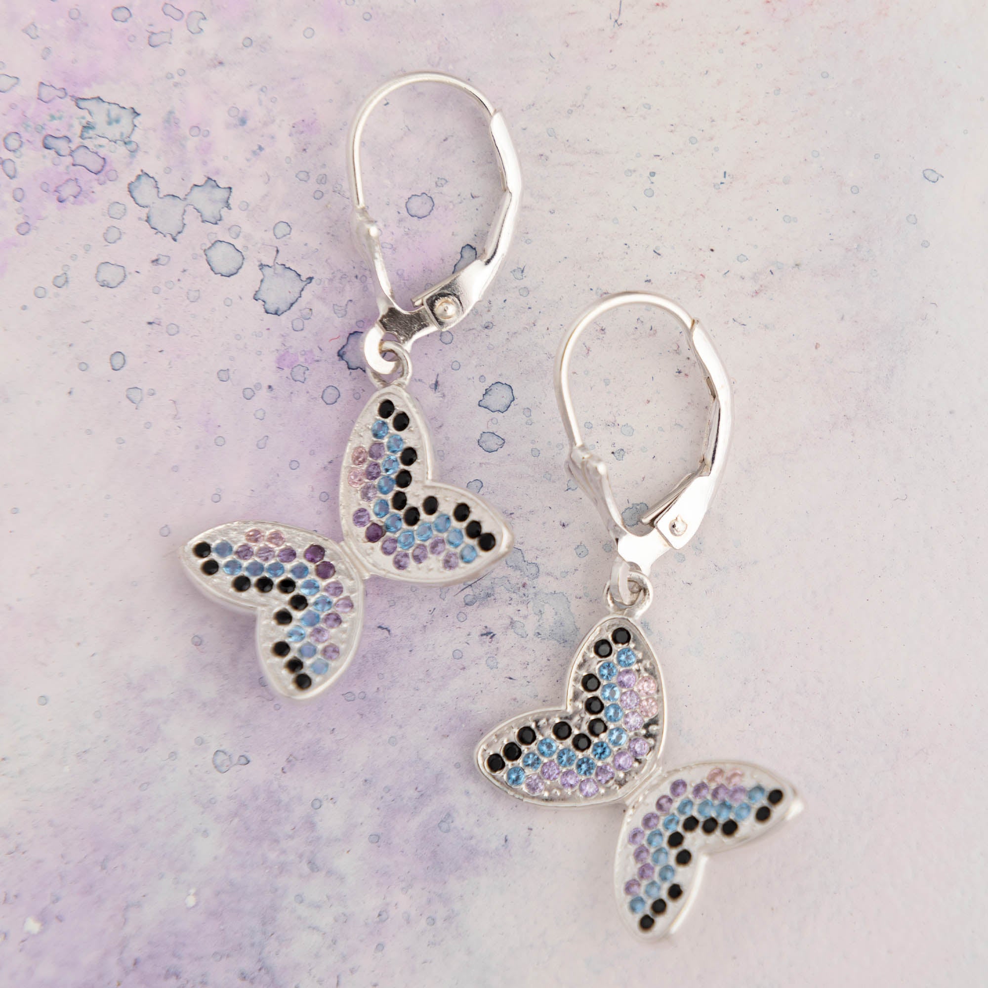 Premium Sterling Silver Butterfly Crystal Earrings