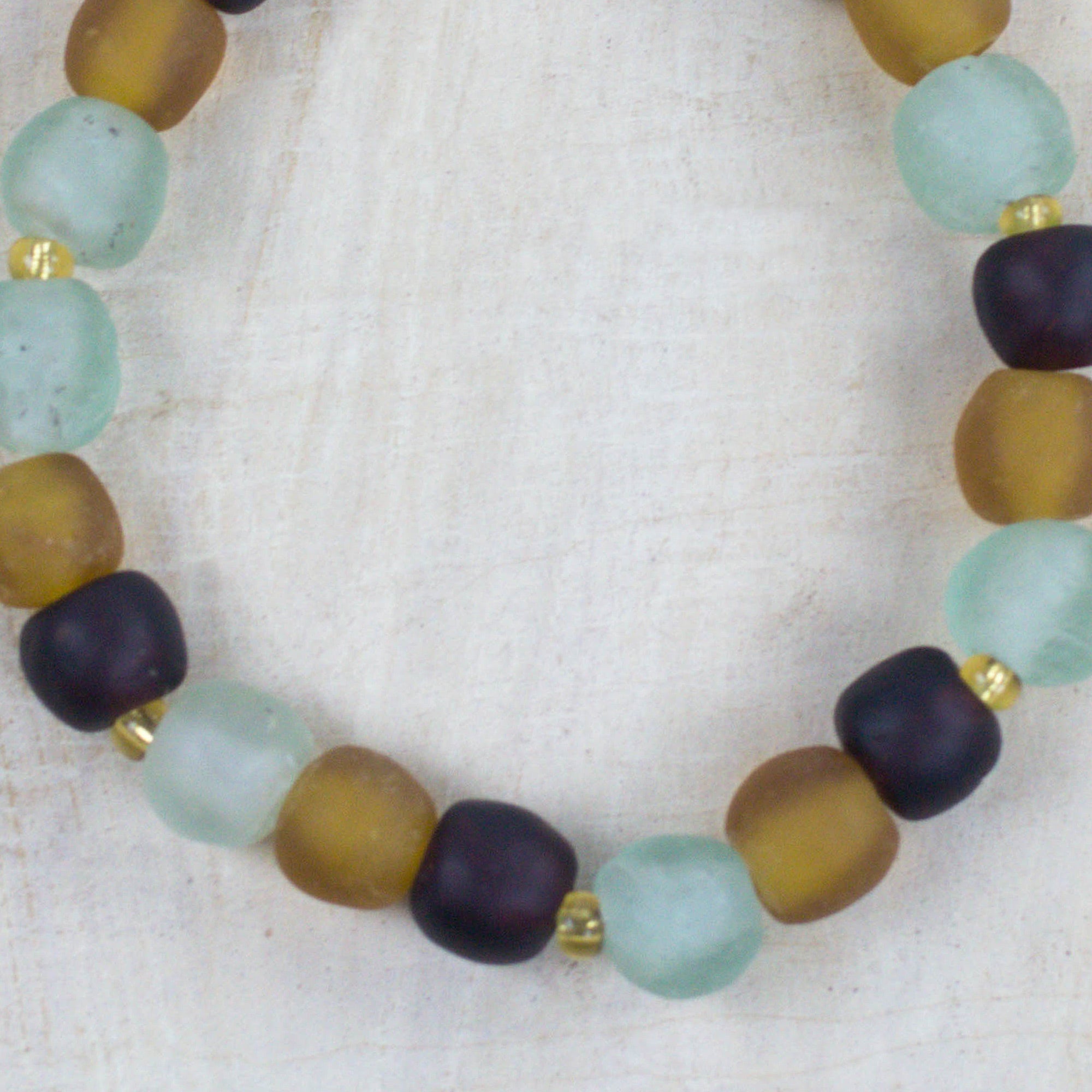 Premium Eco-Friendly Recycled Glass & Plastic Beaded Bracelet from Ghana