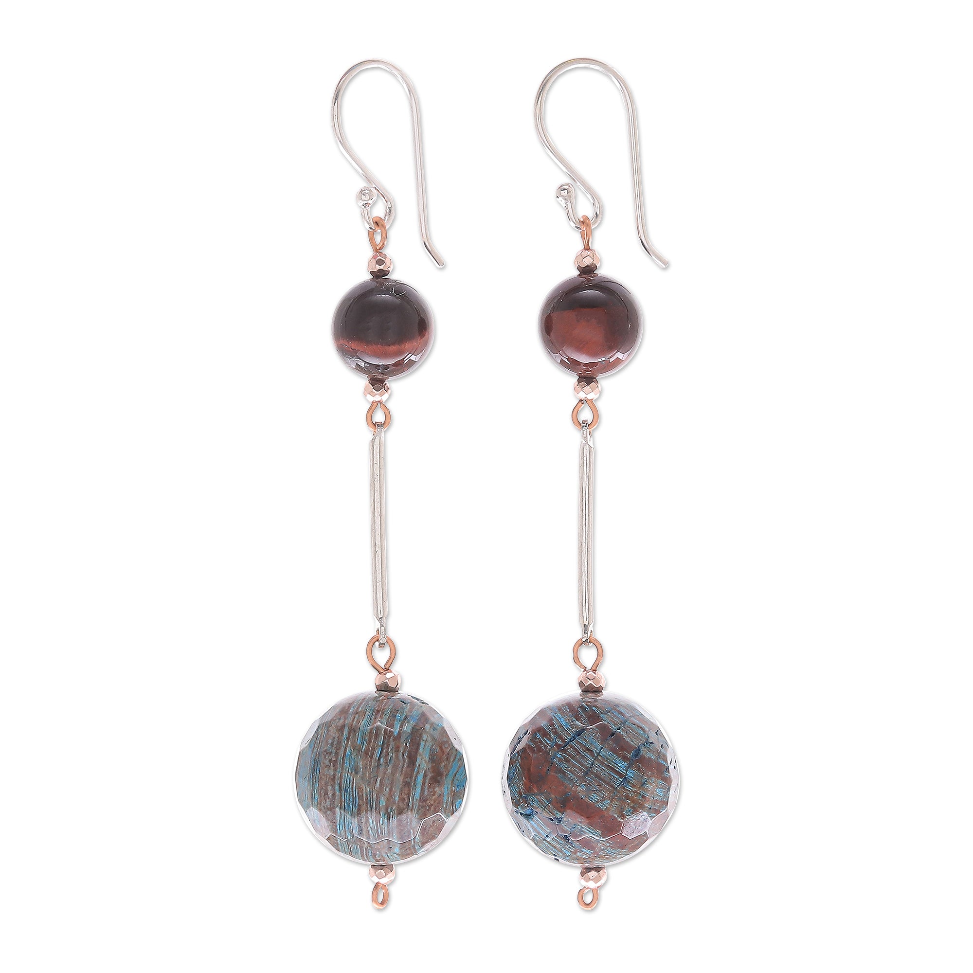 Premium Earthly Love Jasper and Tiger's Eye Dangle Earrings - Handcrafted Elegance