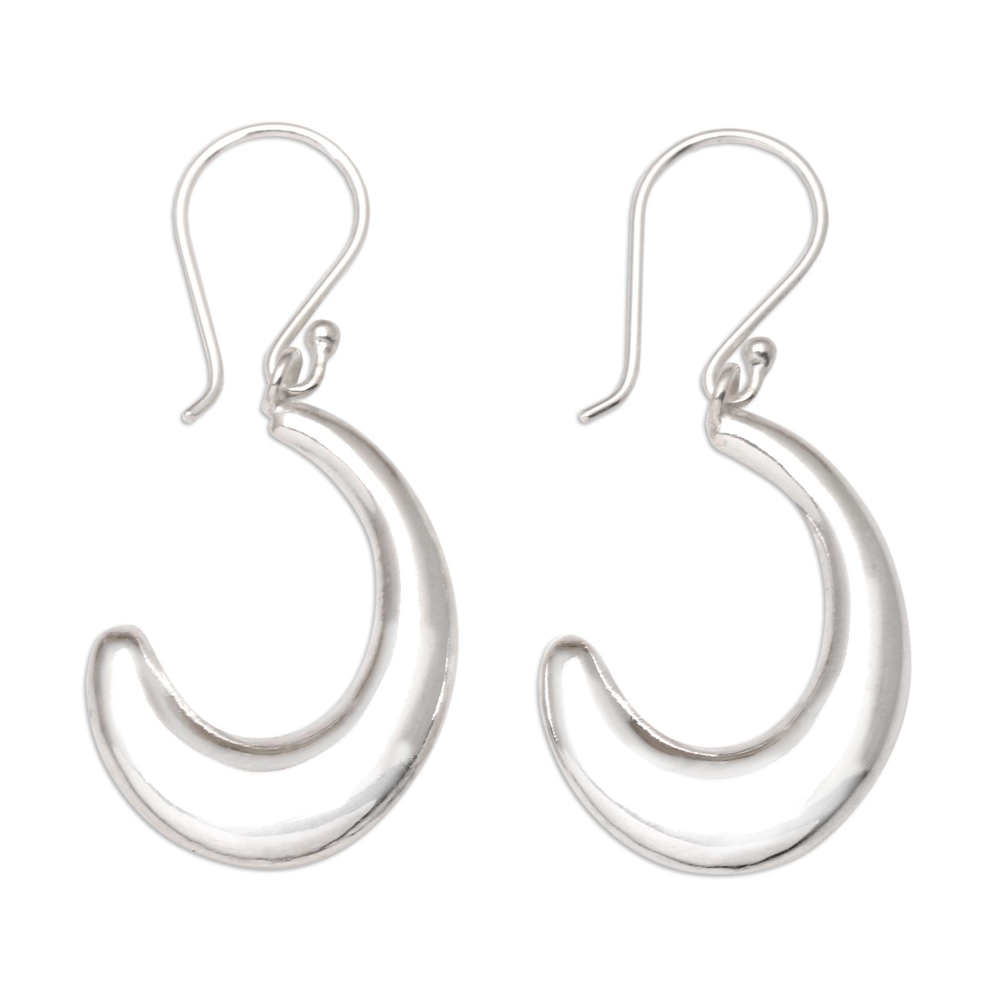 Premium Handcrafted Sterling Silver Comma Dangle Earrings - Pause & Breathe Collection