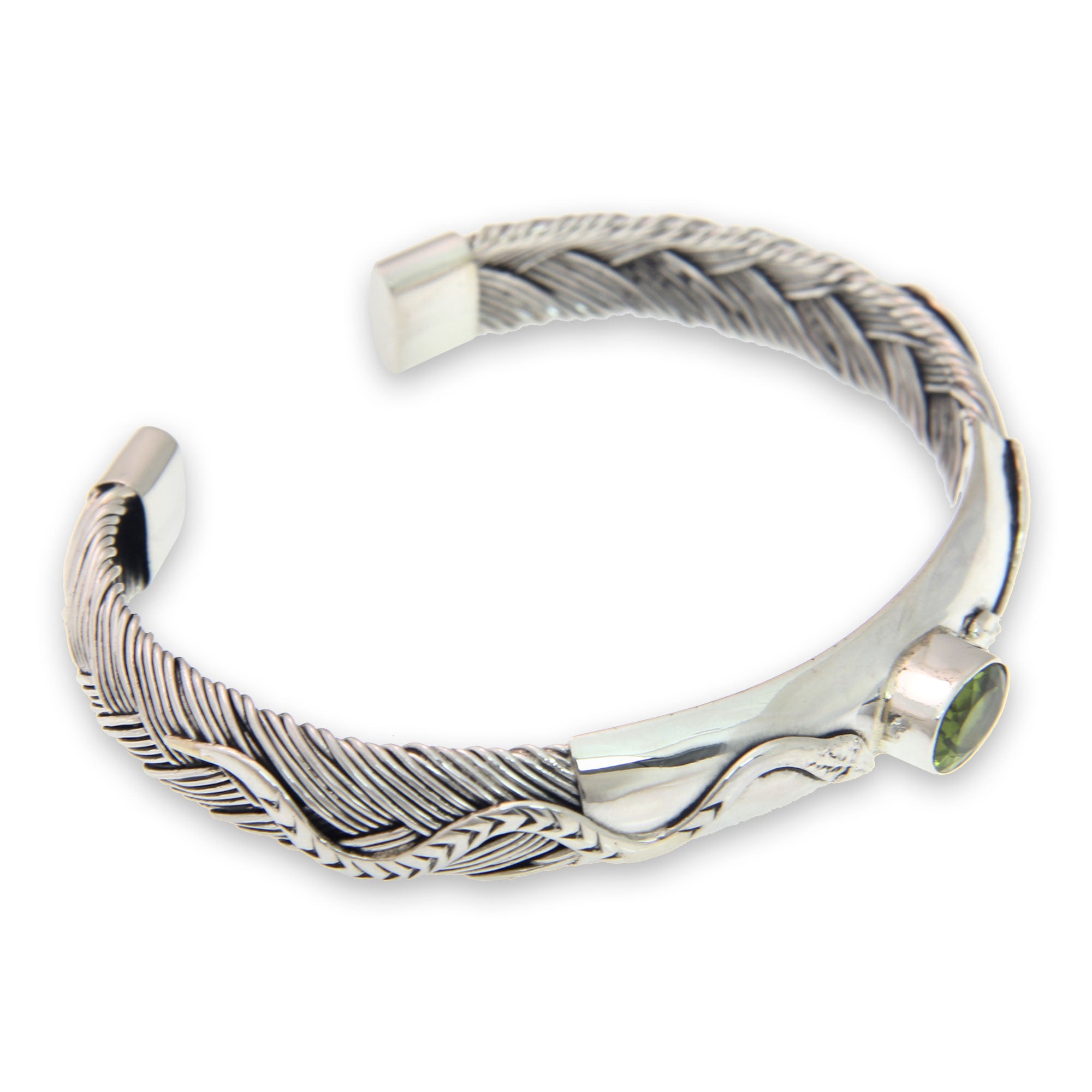 Premium Baby Viper Snake Cuff Bracelet with Peridot - Ultimate Style Statement