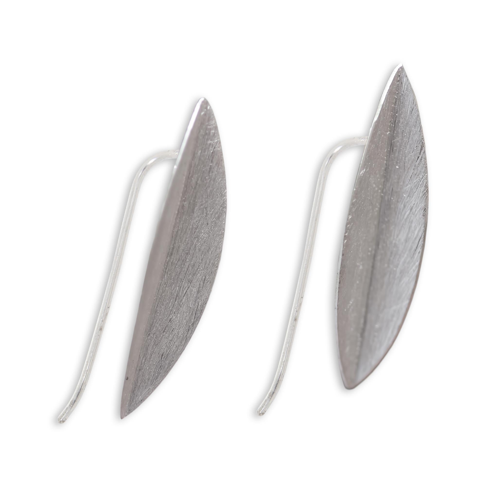 Premium Bamboo Leaf Sterling Silver Drop Earrings