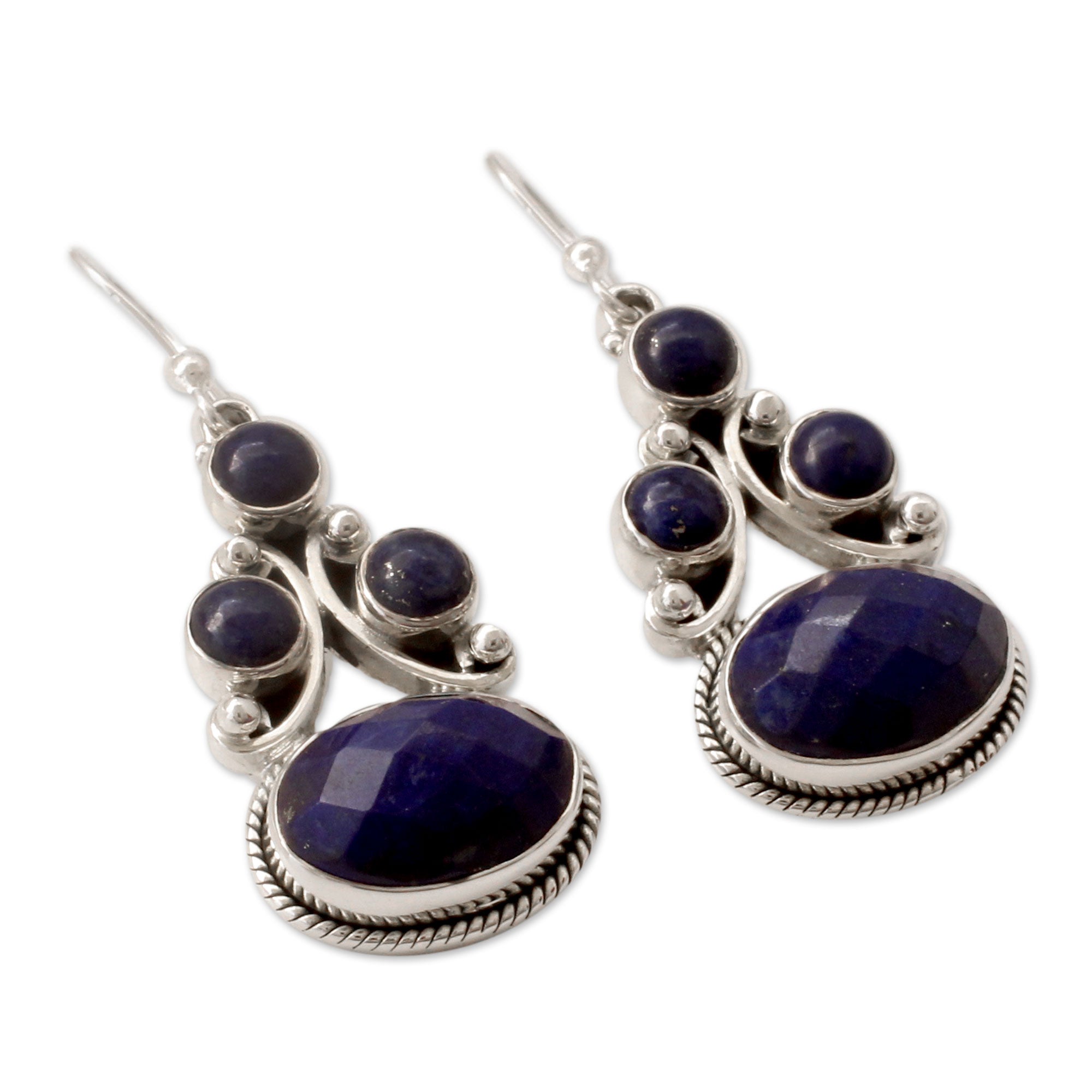 Premium Love Foretold Lapis Lazuli Dangle Earrings - Handmade Sterling Silver Jewelry