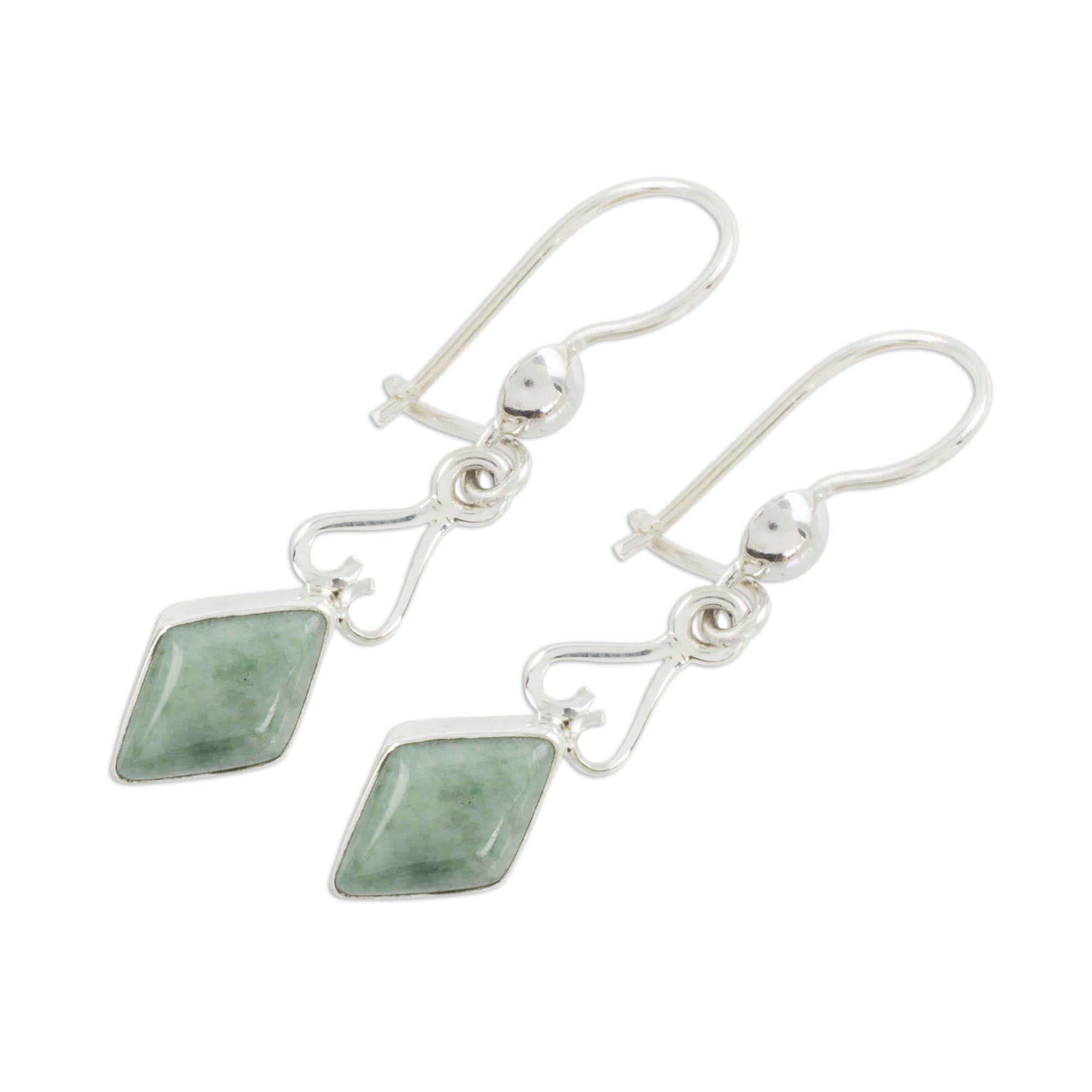 Premium Apple Green Jade Diamond Earrings - Handcrafted in Guatemala