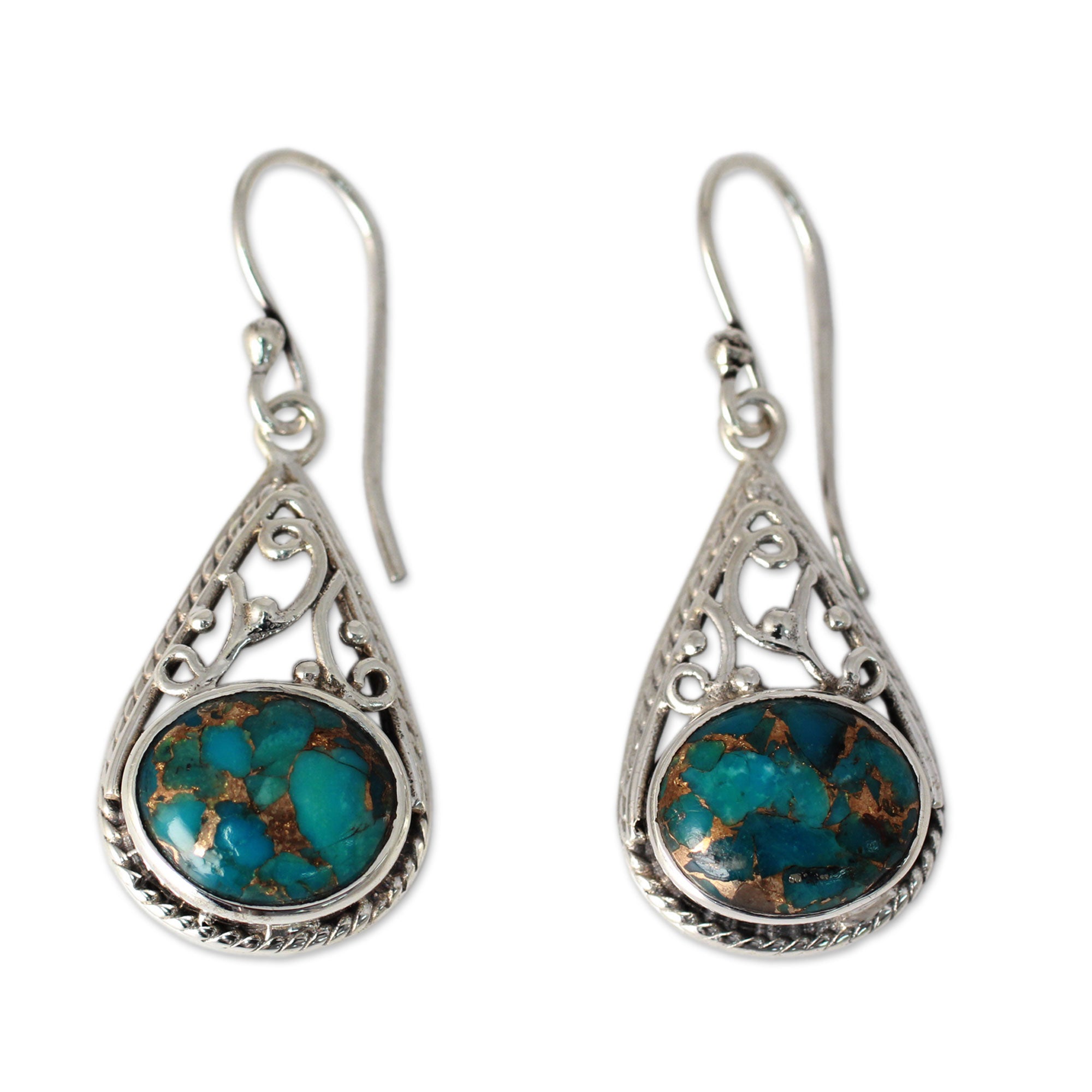 Premium Divine Sky Sterling Silver Dangle Earrings with Turquoise