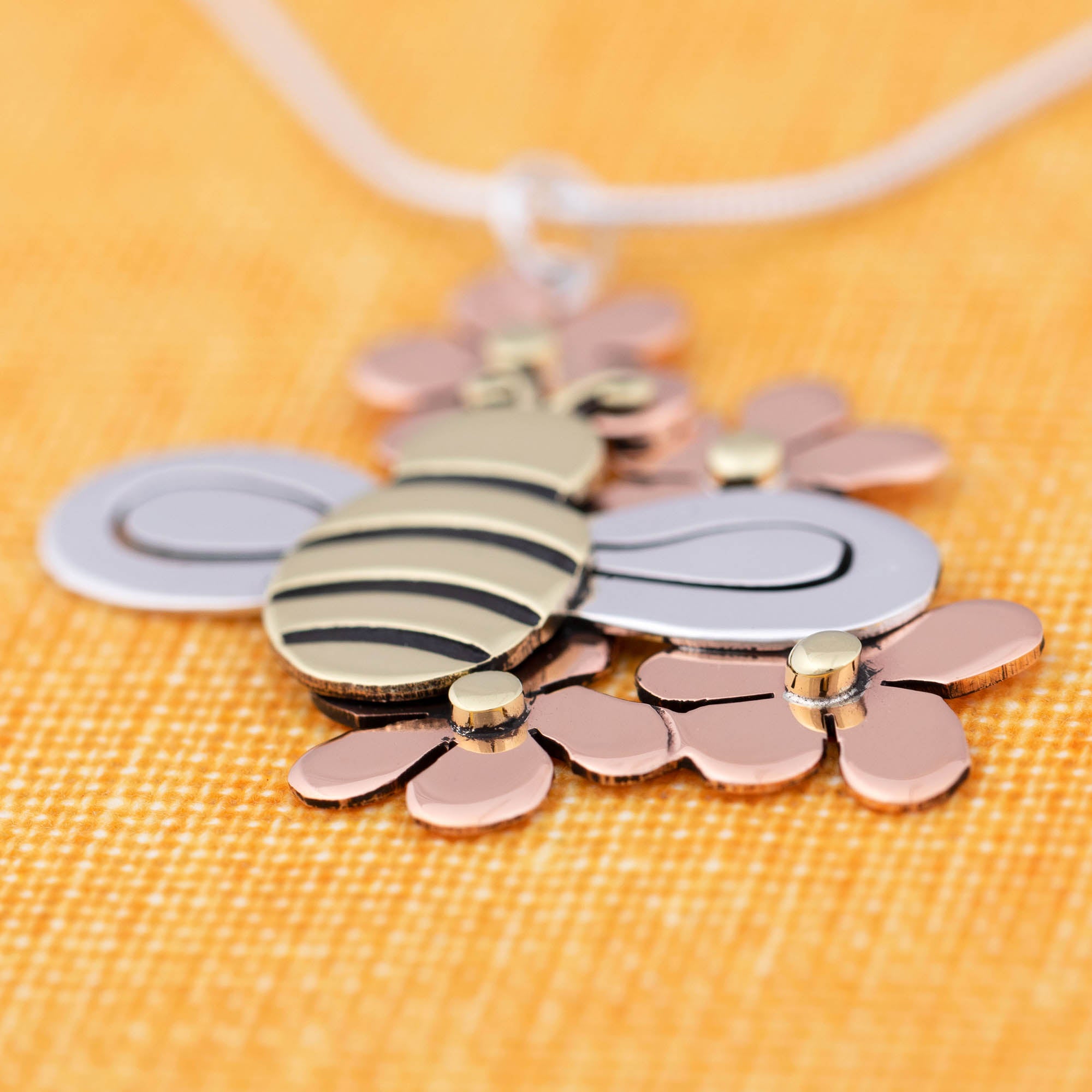 Premium Bee in Bloom Sterling Silver Necklace