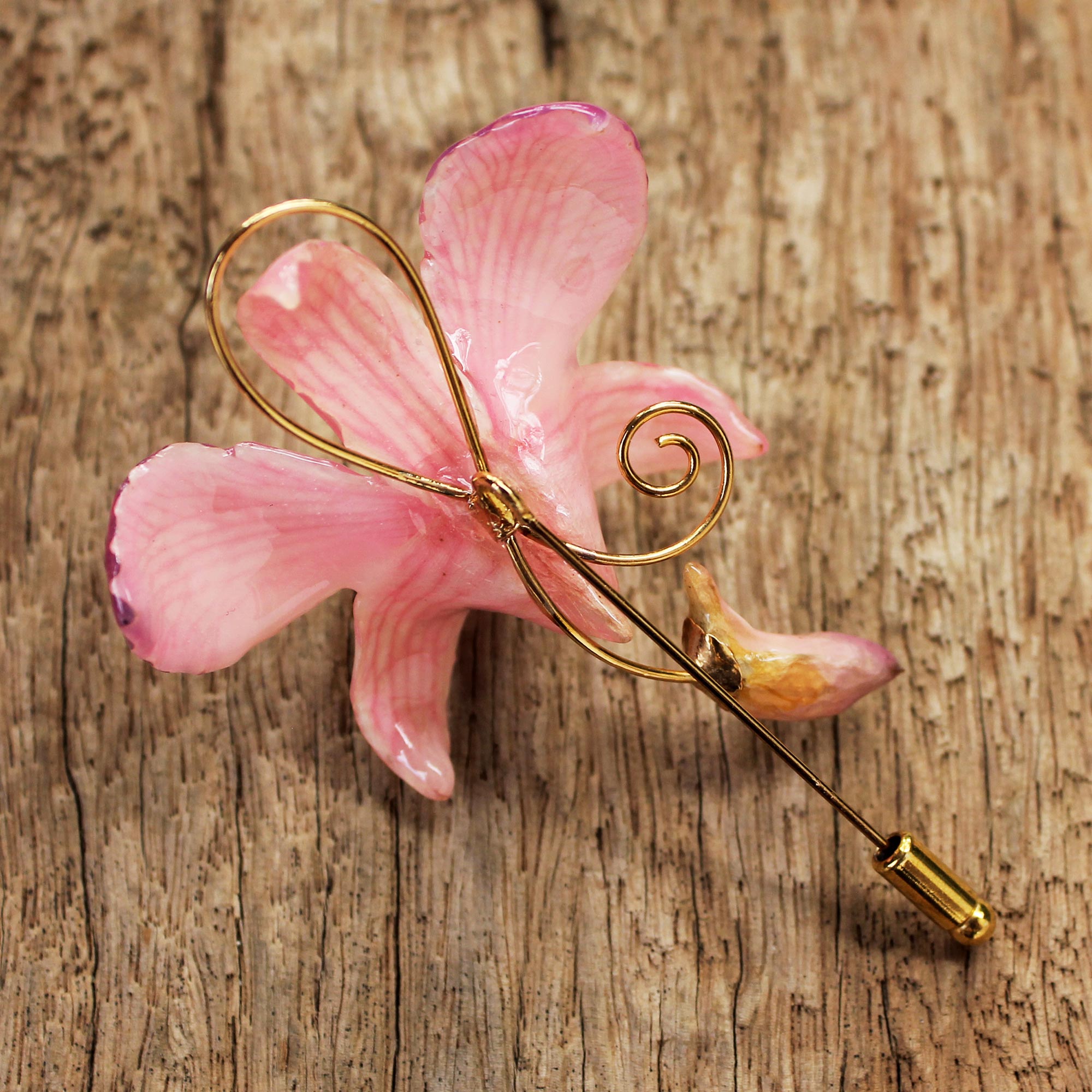 Premium Eternal Orchid Gold-Plated Brooch Pin