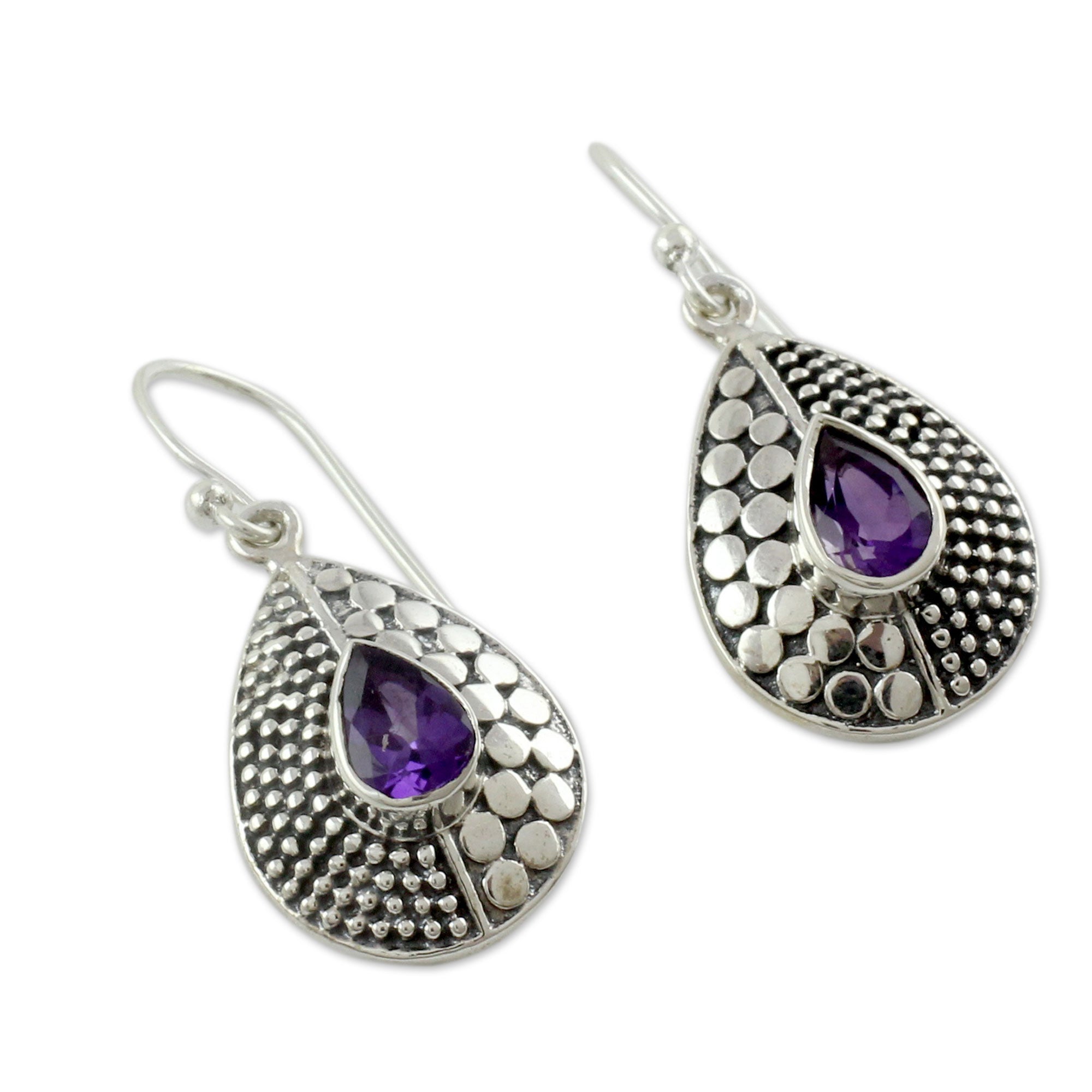 Premium Purple Fusion Amethyst Earrings - Sterling Silver Elegance