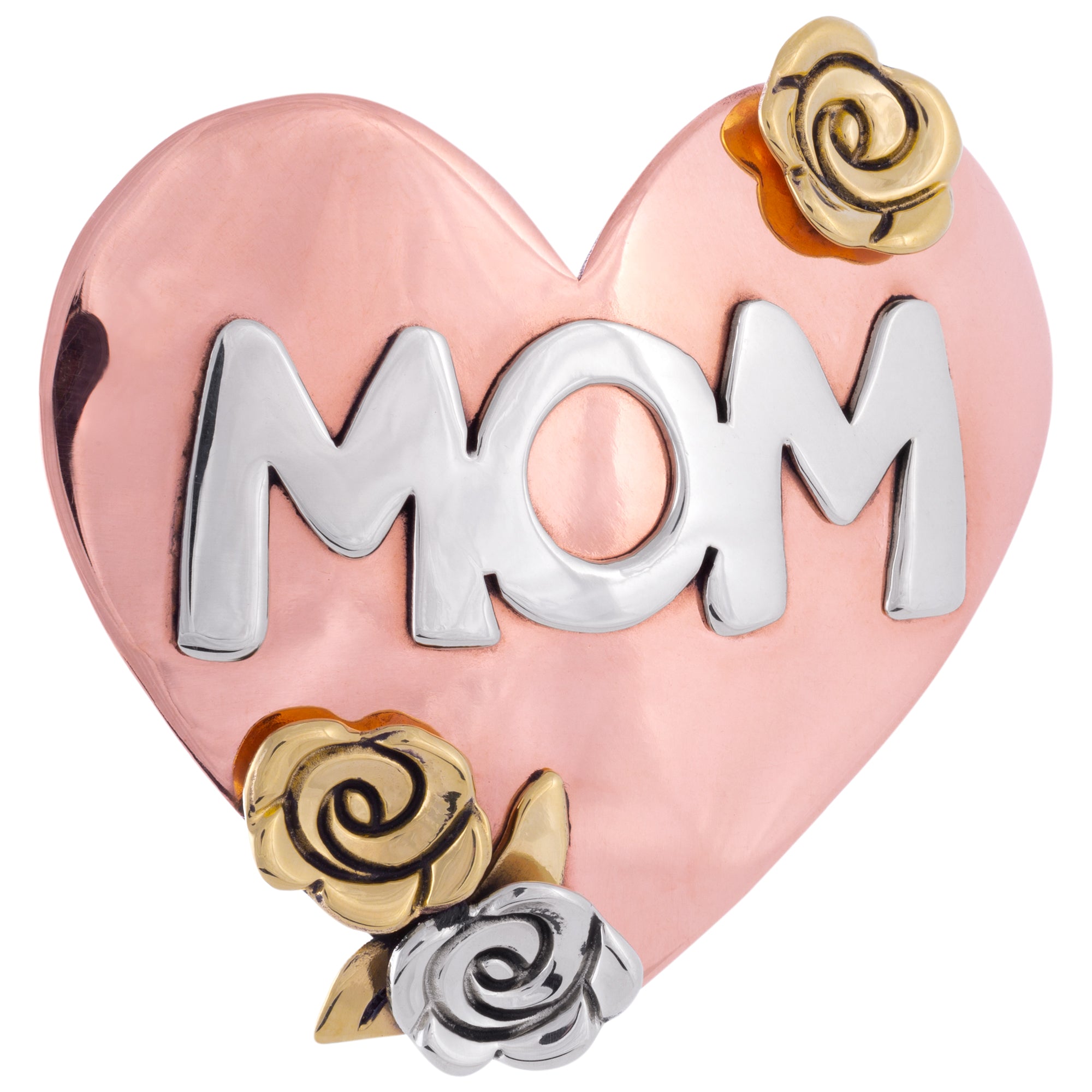 Premium Mixed Metal 'Best Mom' Pin - Handcrafted Heart Design