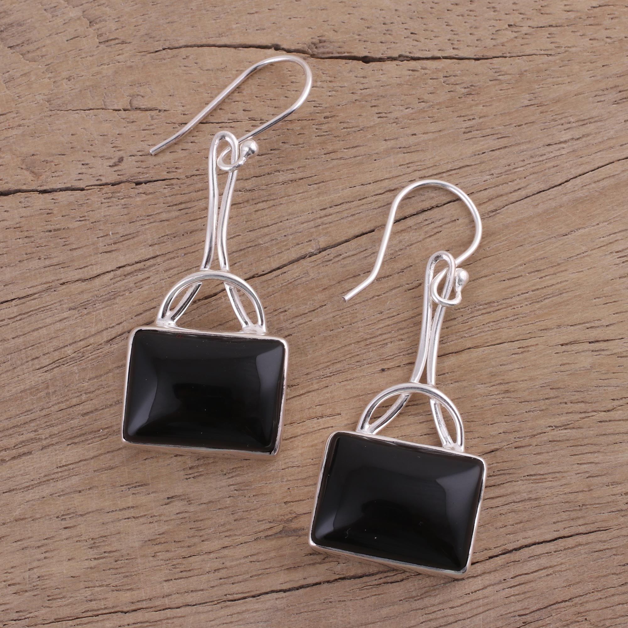 Premium Mystical Gaze Black Onyx Dangle Earrings - Handcrafted Sterling Silver Jewelry