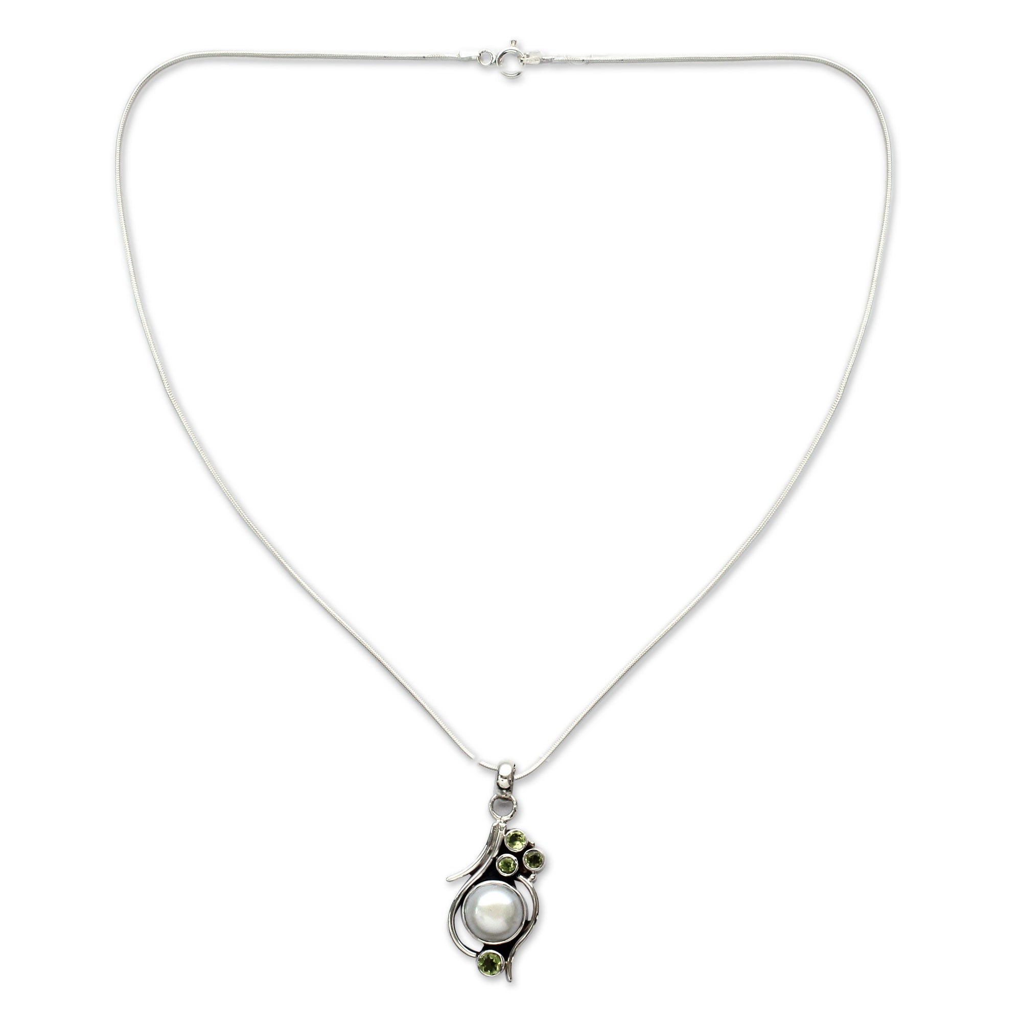 Premium Sweet Dreams Cultured Pearl & Peridot Sterling Silver Necklace