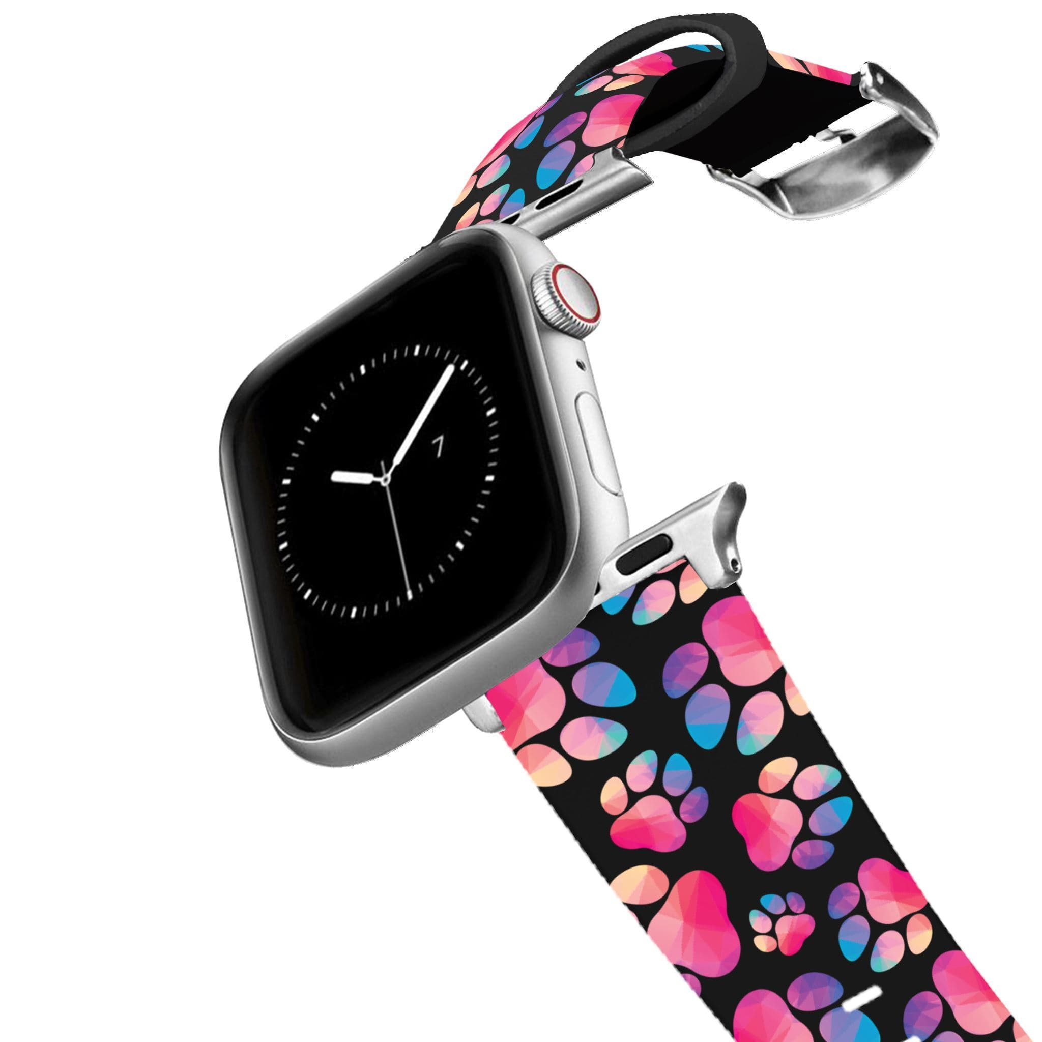 Premium Silver Paw Prints Geometric Apple Watch Band