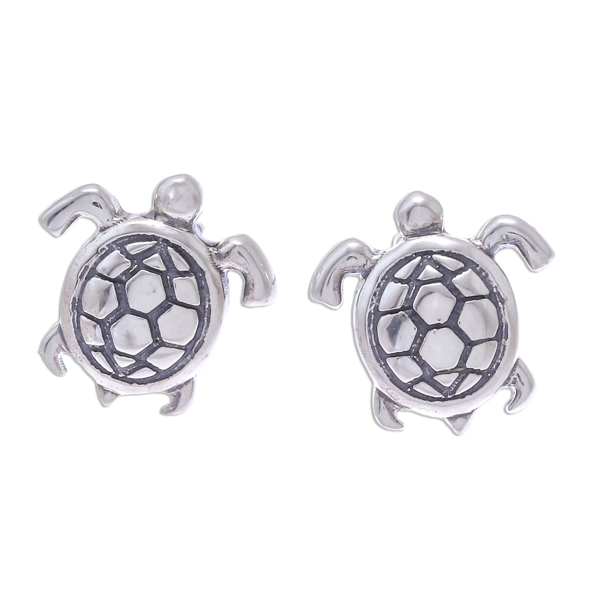 Premium Thai Artisan Sterling Silver Turtle Earrings - Handcrafted Elegance