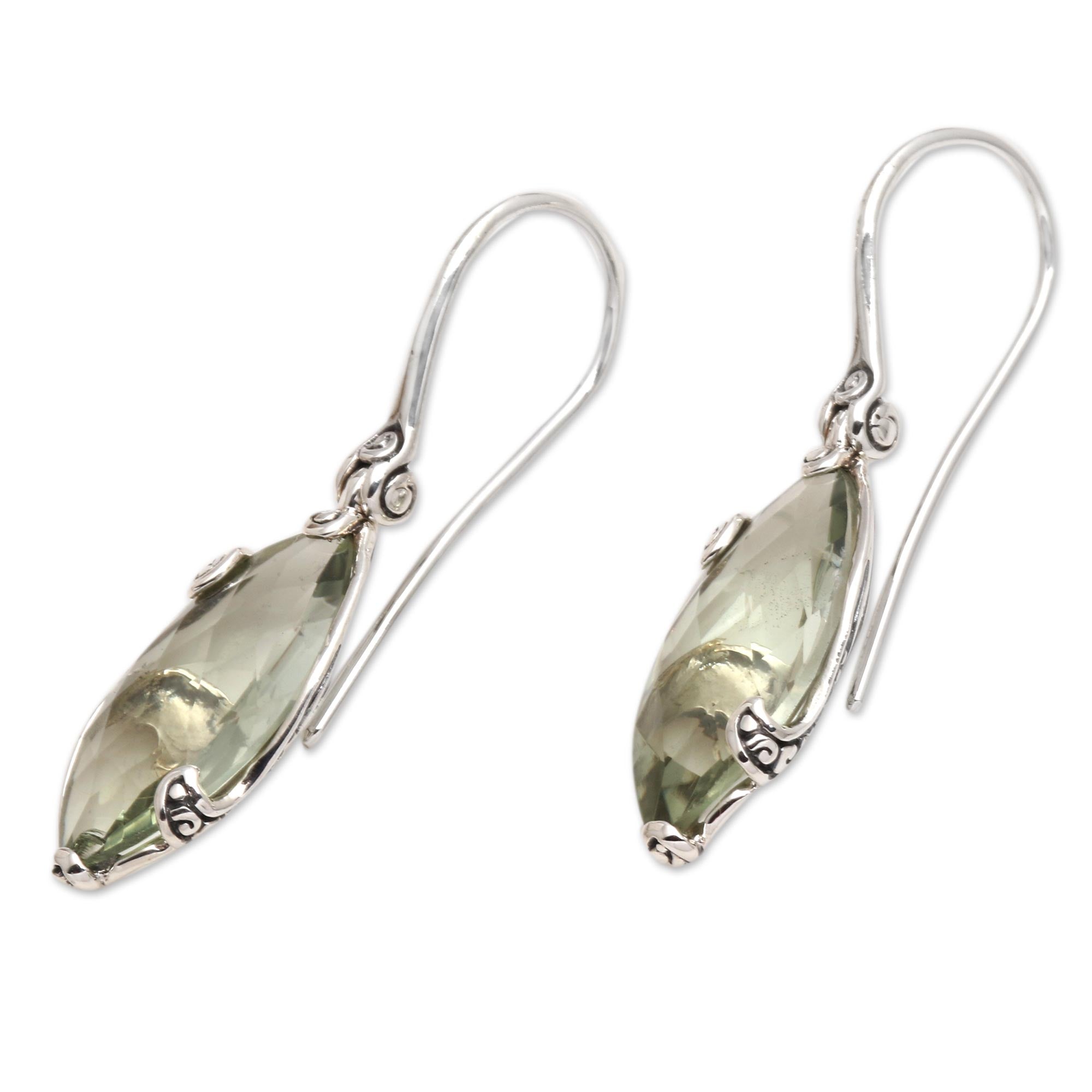 Premium Green Checkerboard Prasiolite Drop Earrings - Ultimate Elegance