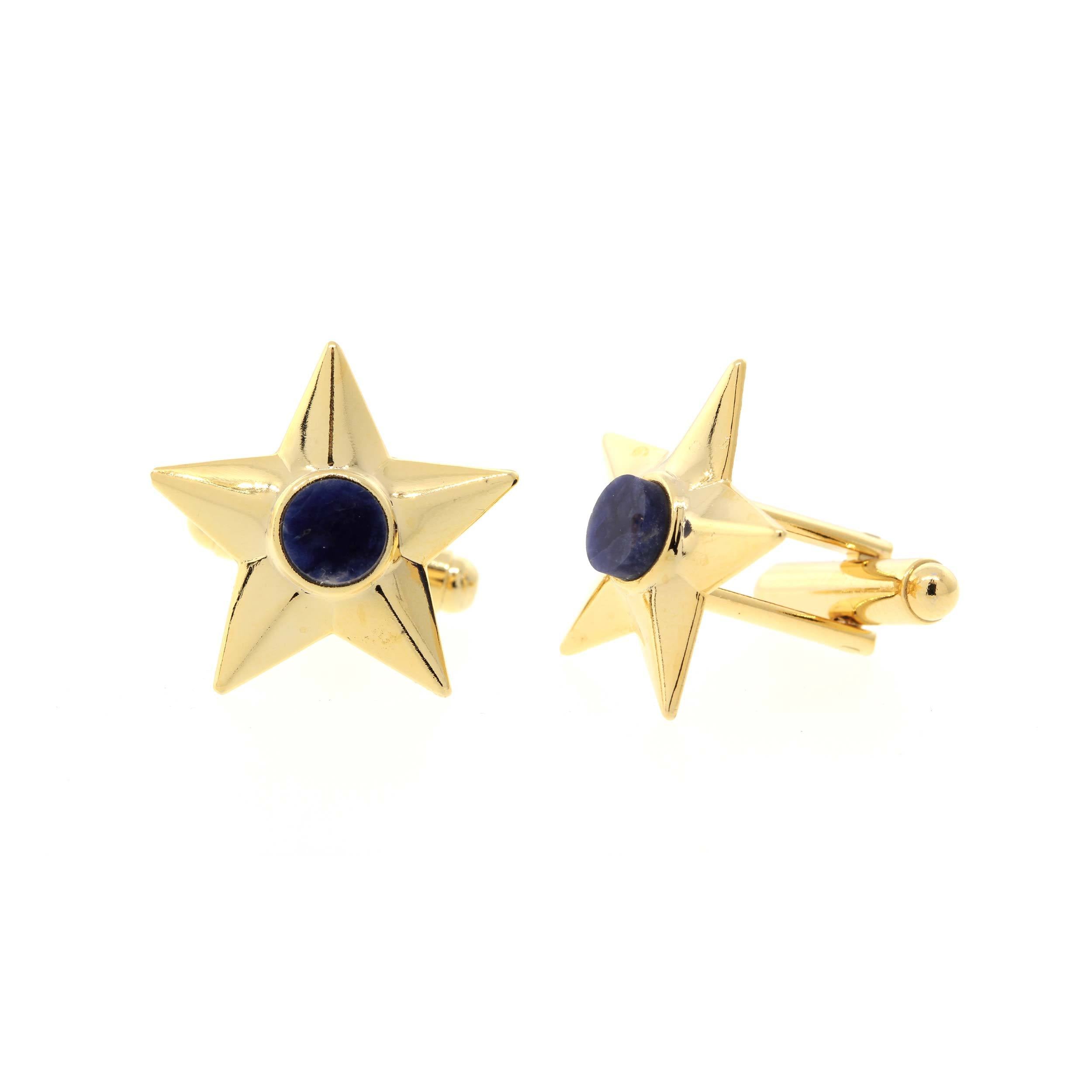 Premium 14K Gold Dipped Blue Sodalite Star Cufflinks by 1928 Jewelry®