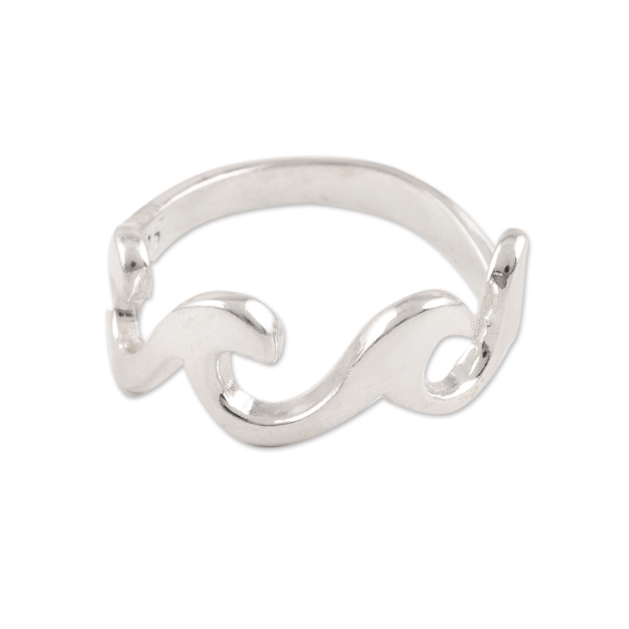 Premium Ocean Wave Sterling Silver Band Ring - Handcrafted in India