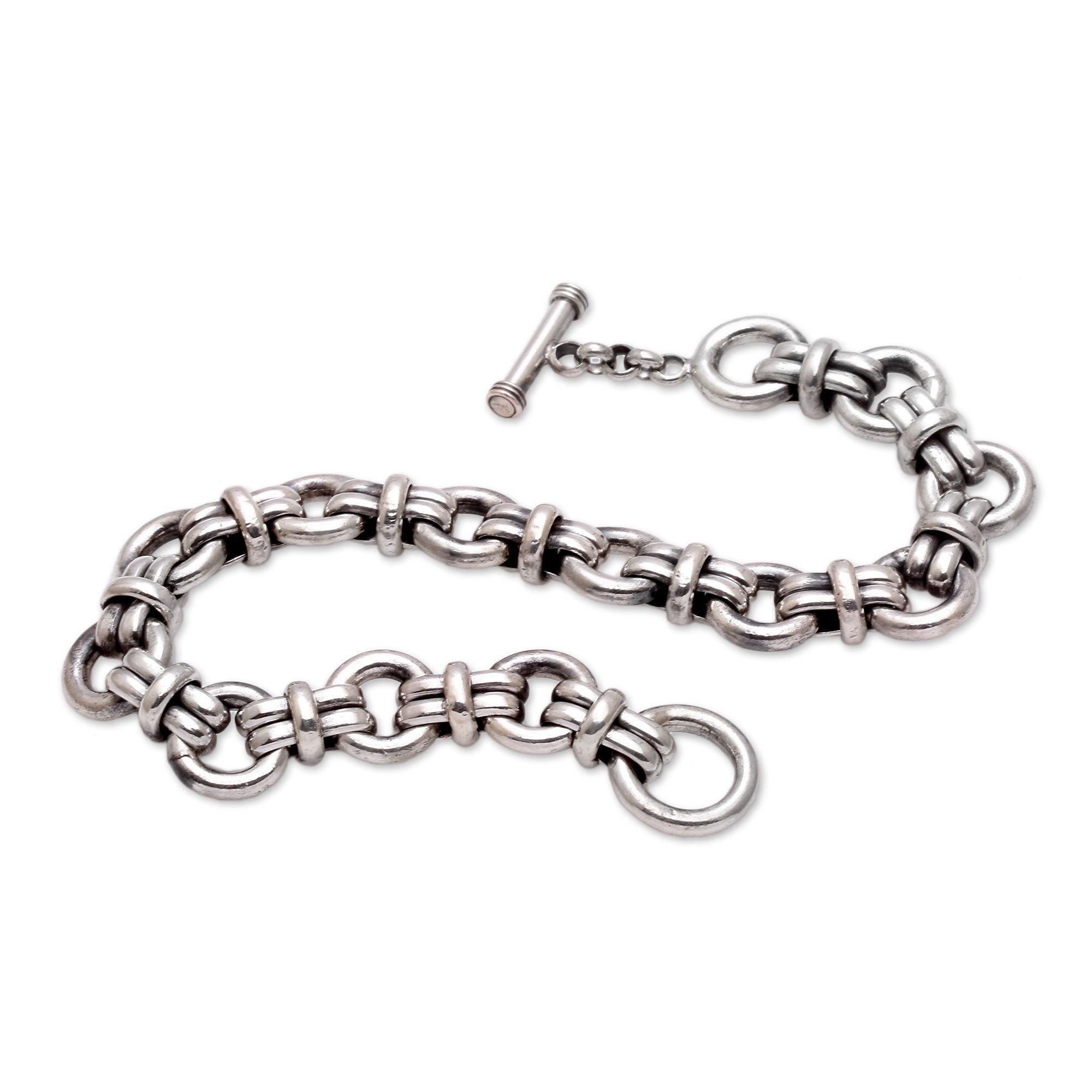 Premium Wanen Links Men's Sterling Silver Bracelet - Handcrafted in Bali