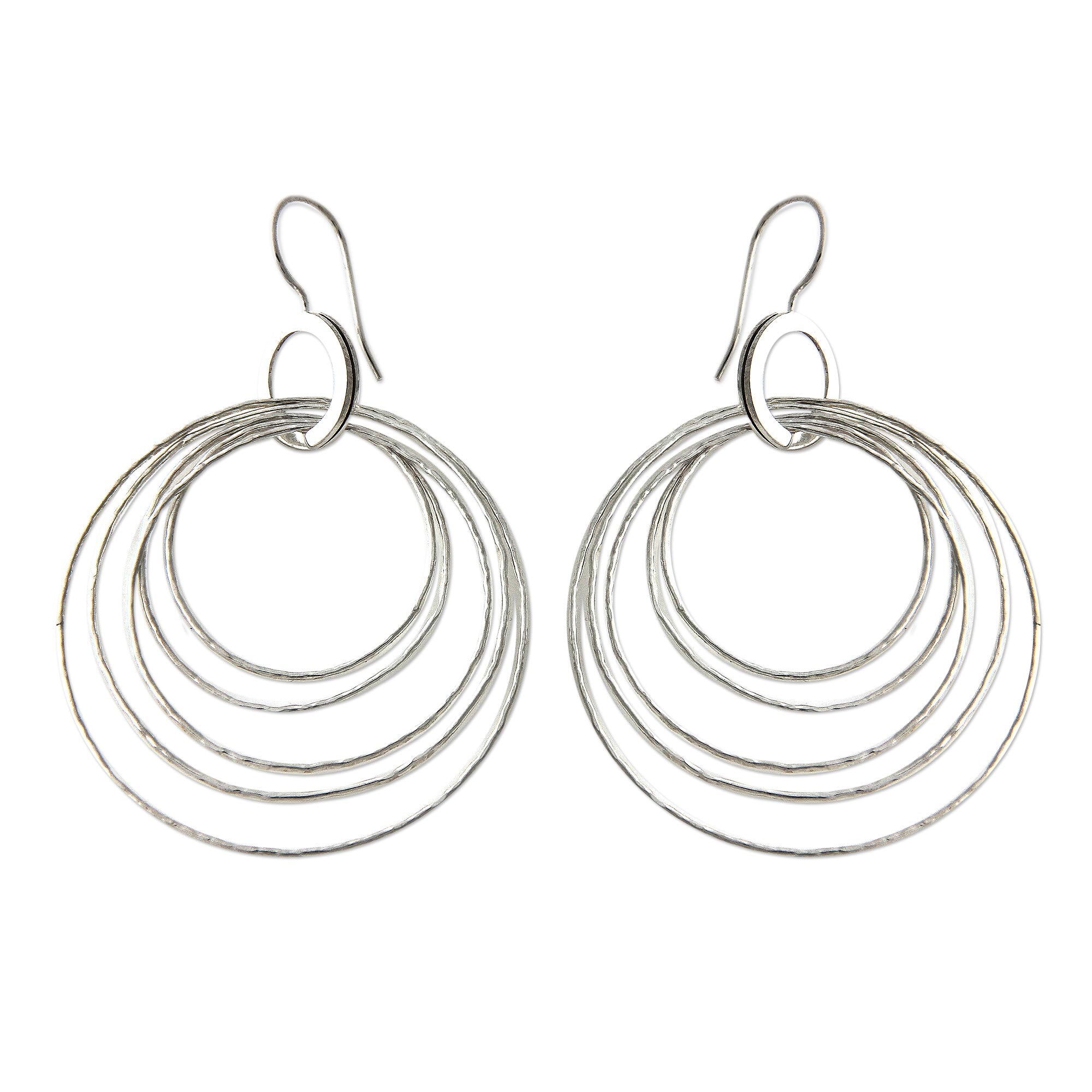 Premium Five Orbit Sterling Silver Dangle Earrings - Handcrafted Elegance