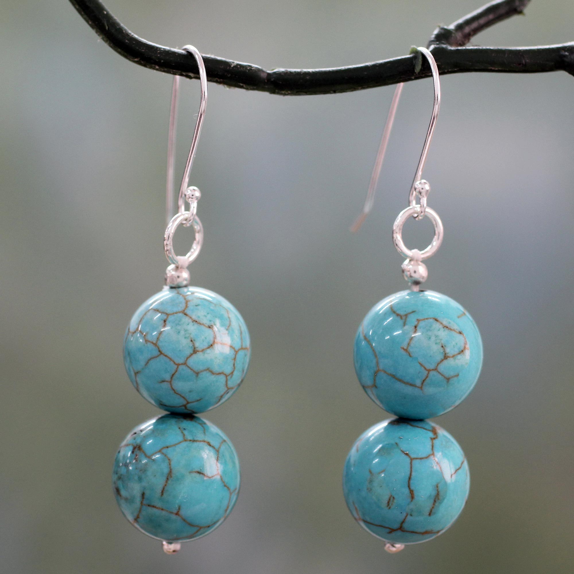 Premium Azure Paths Handcrafted Indian Earrings with Reconstituted Turquoise - Elevate Your Style