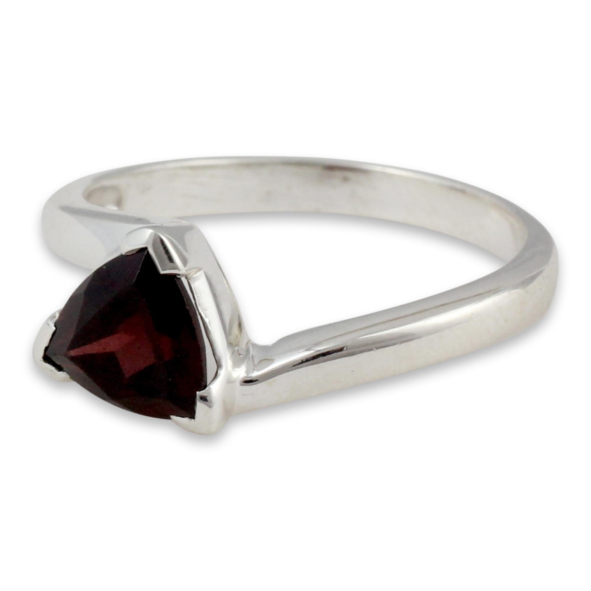 Premium Jaipur Garnet Solitaire Ring - Stone of Love