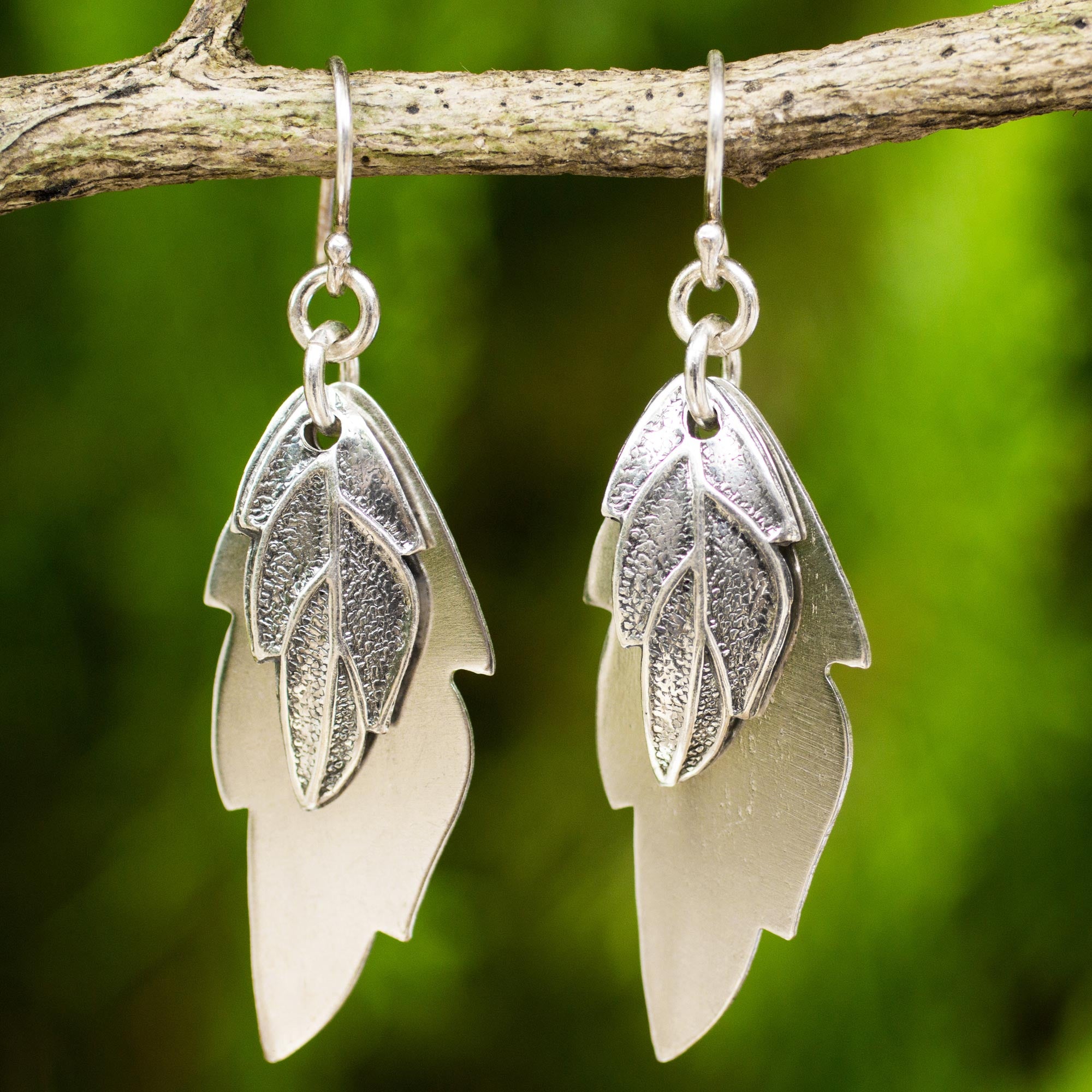 Premium Shadow Leaves Handmade 925 Sterling Silver Earrings