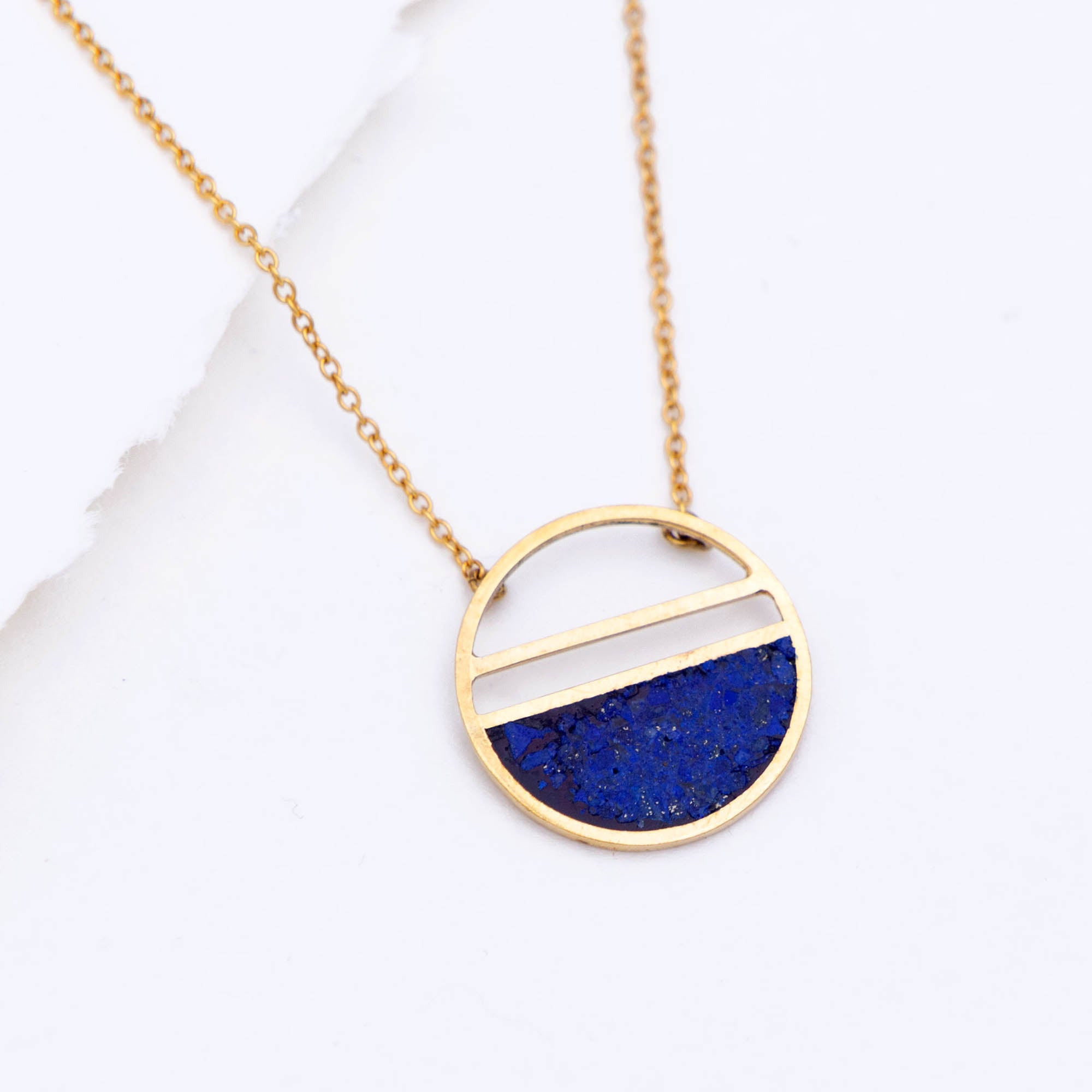 Premium Lapis & Brass Minimalist Necklace