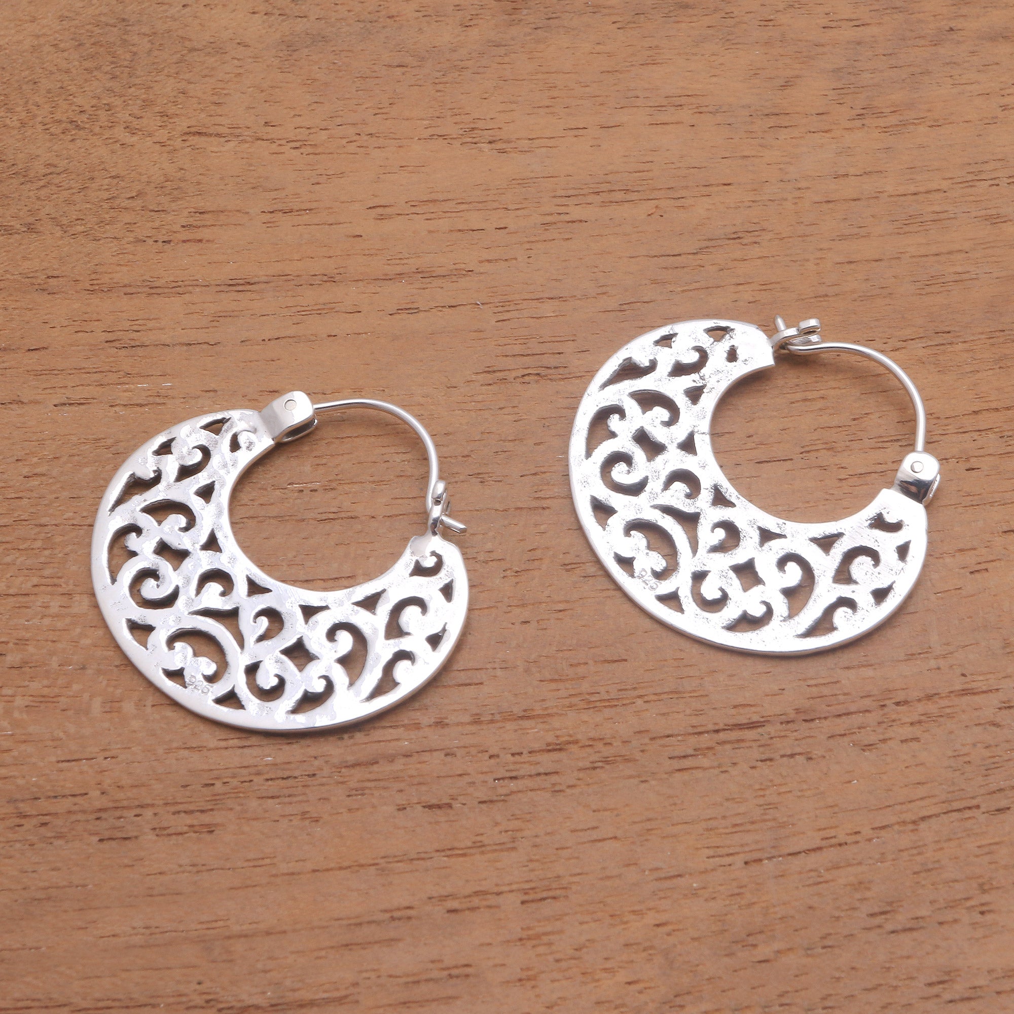 Premium Bali Artisan Sterling Silver Openwork Hoop Earrings