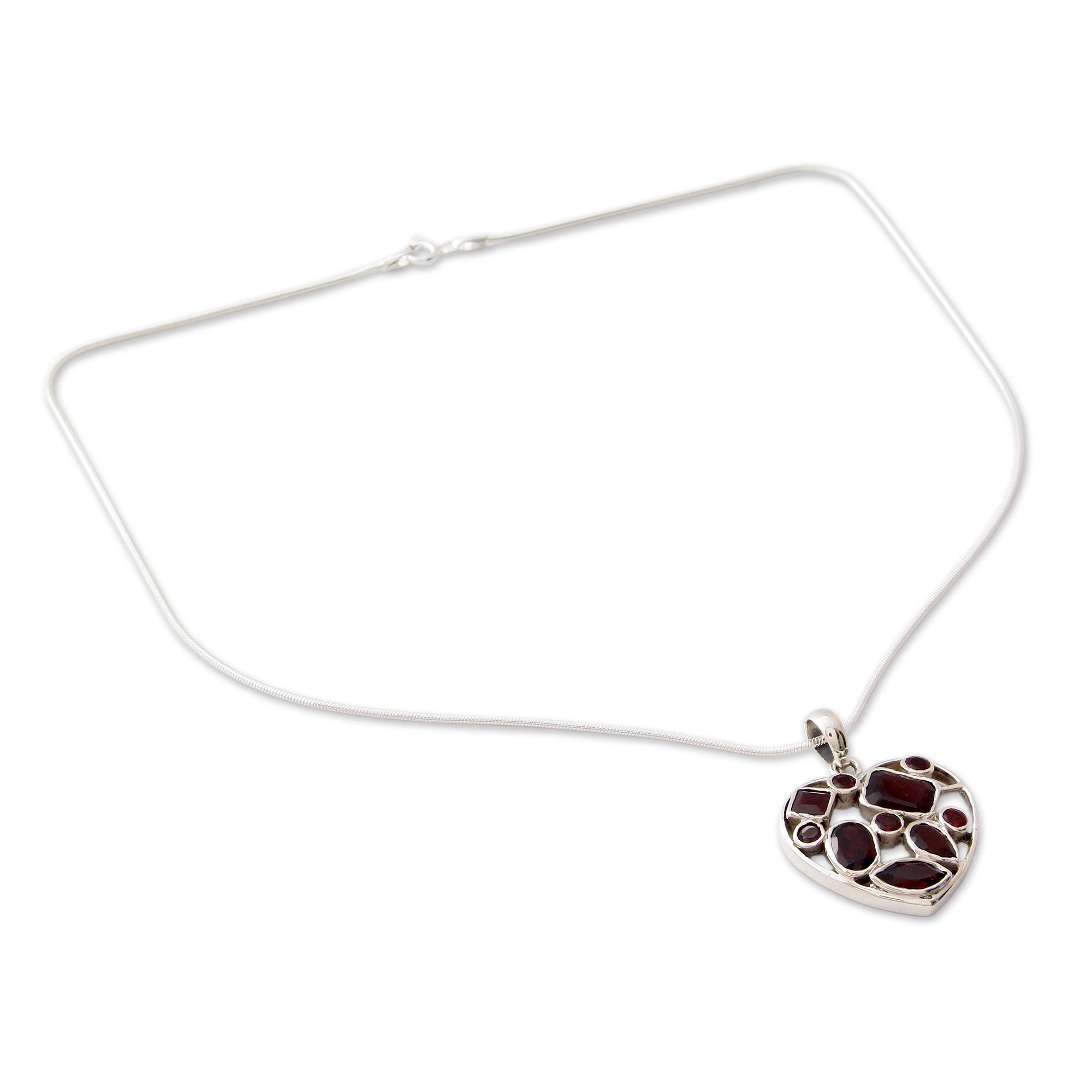 Premium My Love Garnet Heart Necklace - Ultimate Symbol of Affection