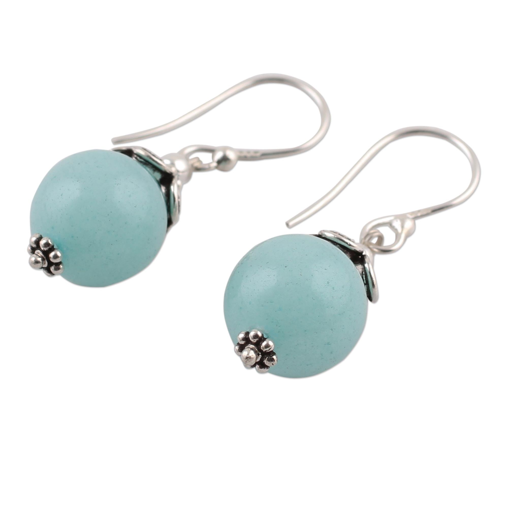 Premium Aqua Delight Sterling Silver Dangle Earrings with Aventurine