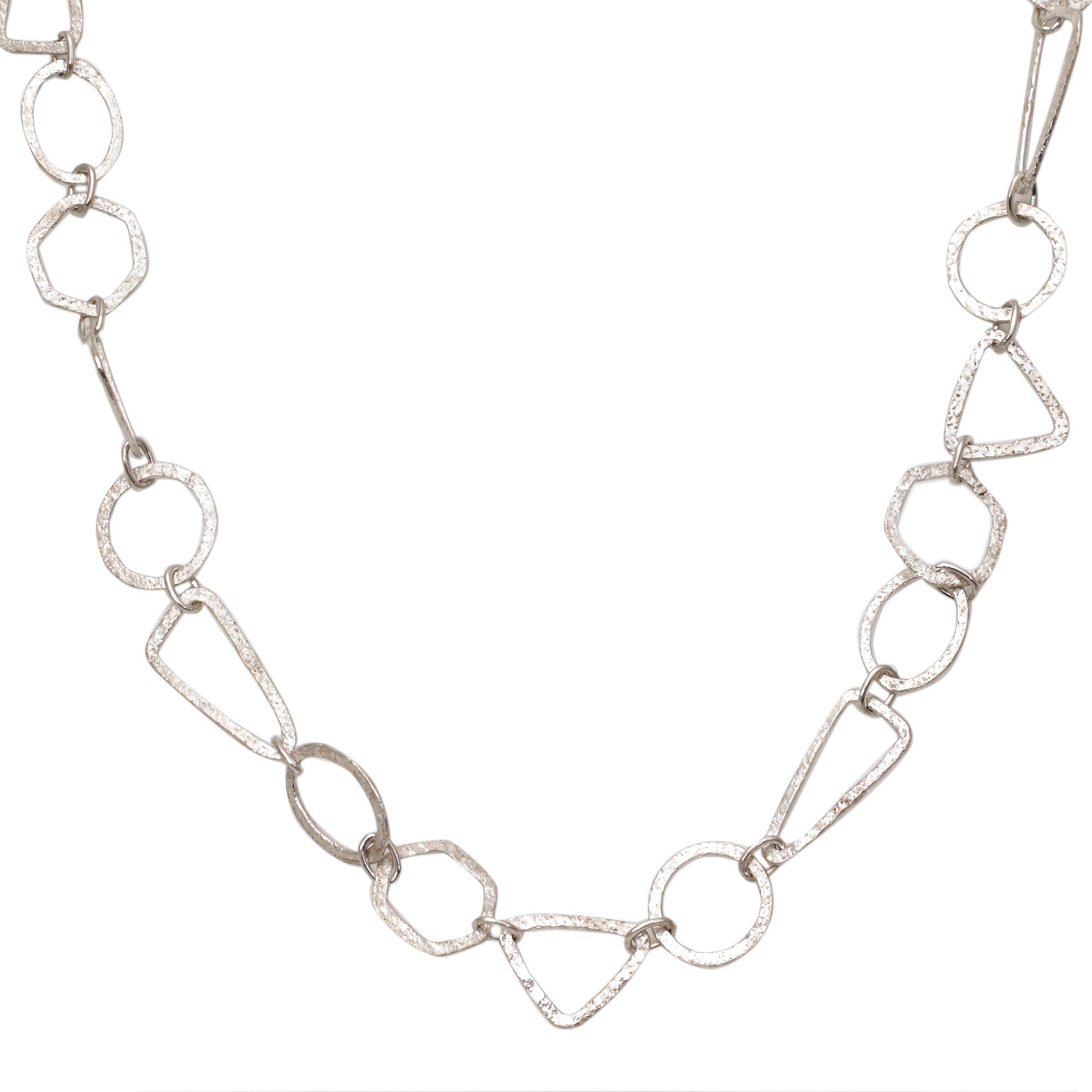 Premium Modern Simplicity Silver Link Necklace - Handcrafted Geometric Design