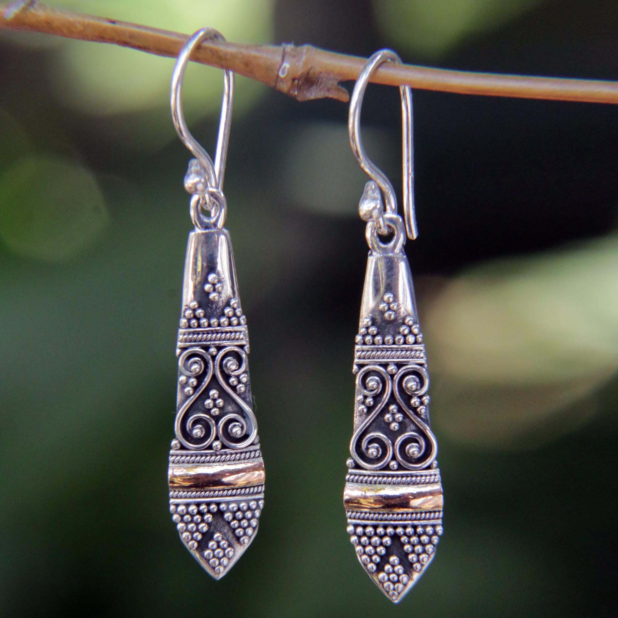 Premium Ubud Dancer Gold & Sterling Silver Drop Earrings - Handcrafted Elegance