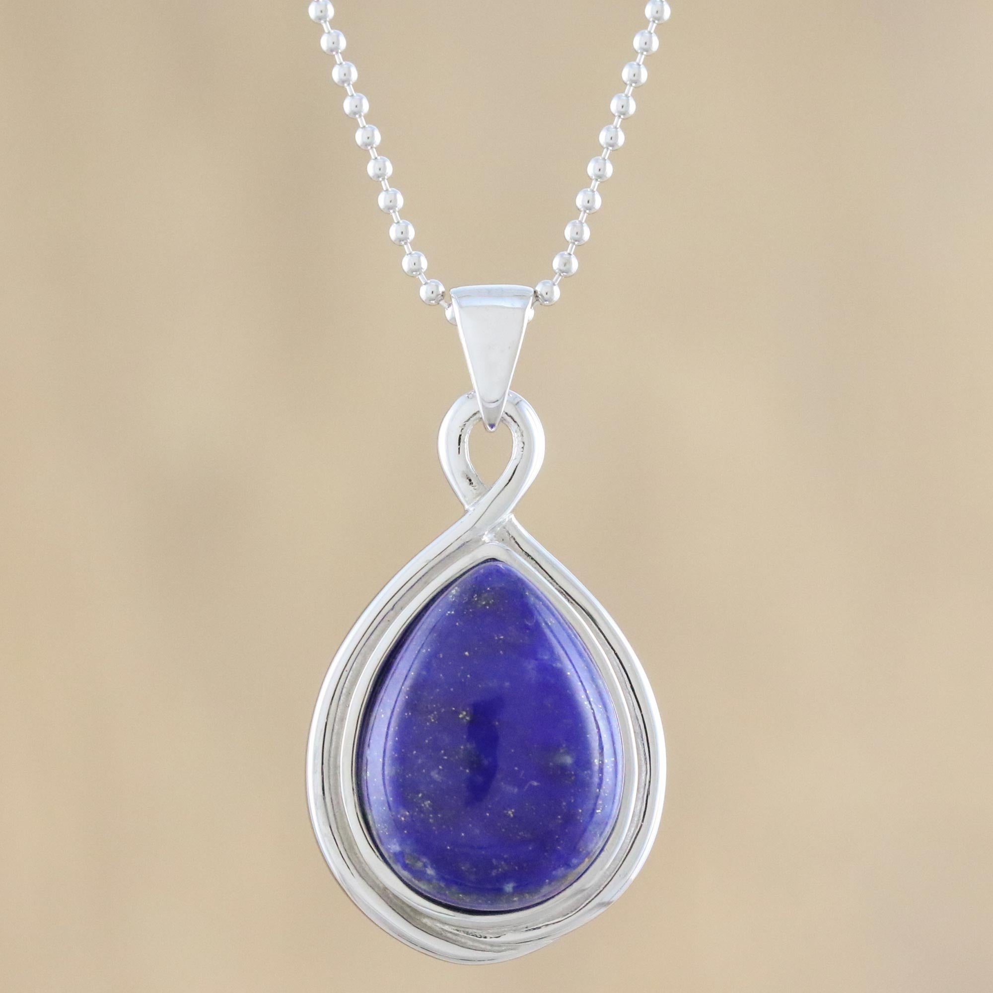 Premium Lapis Lazuli Pendant Necklace - Elegant Twist Design by Michael Krainer